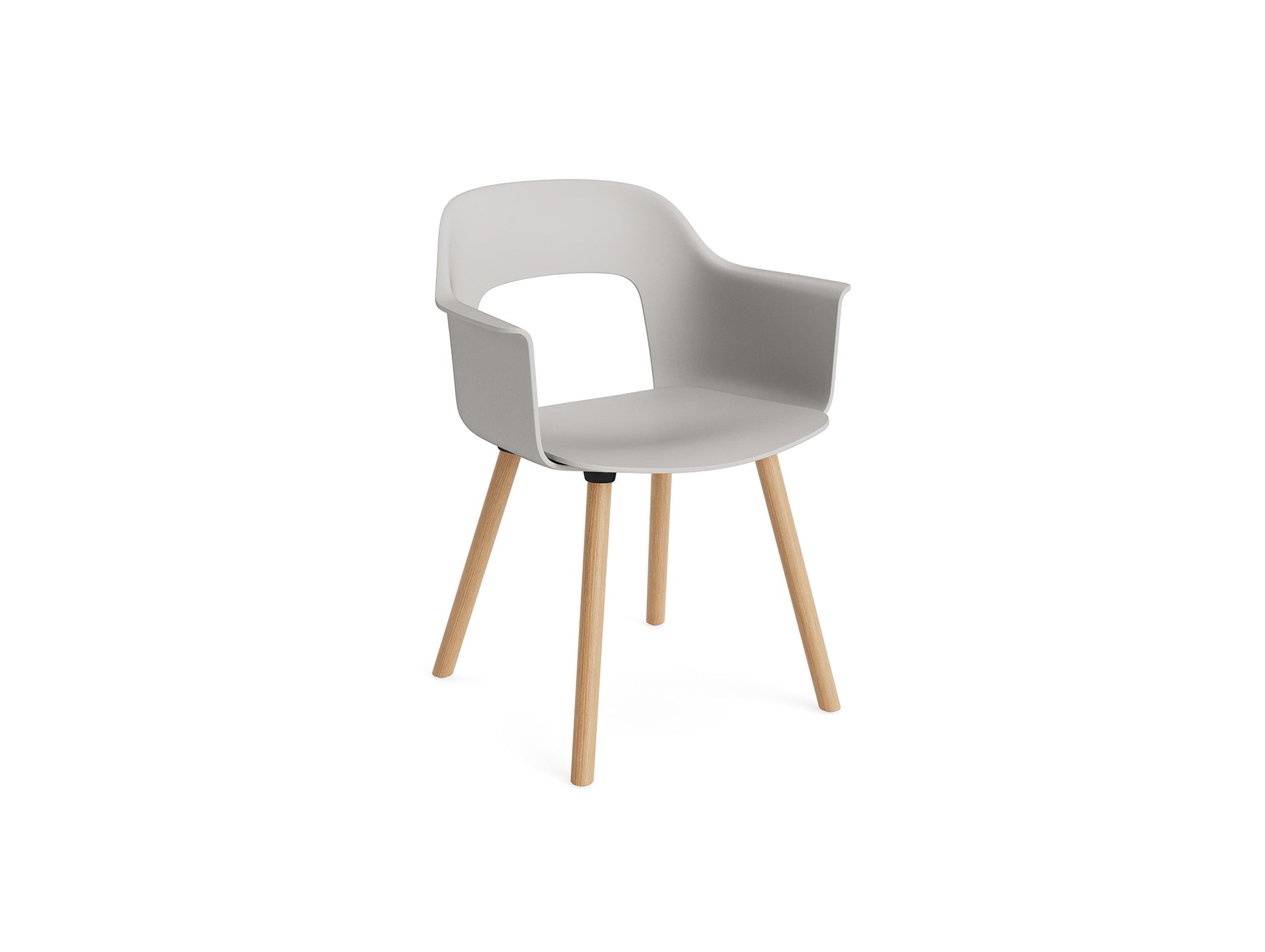 Layout Armchair Wood Base by HAY - Polypropylene Seat (221) / Lacquered Oak Base / Sky Grey