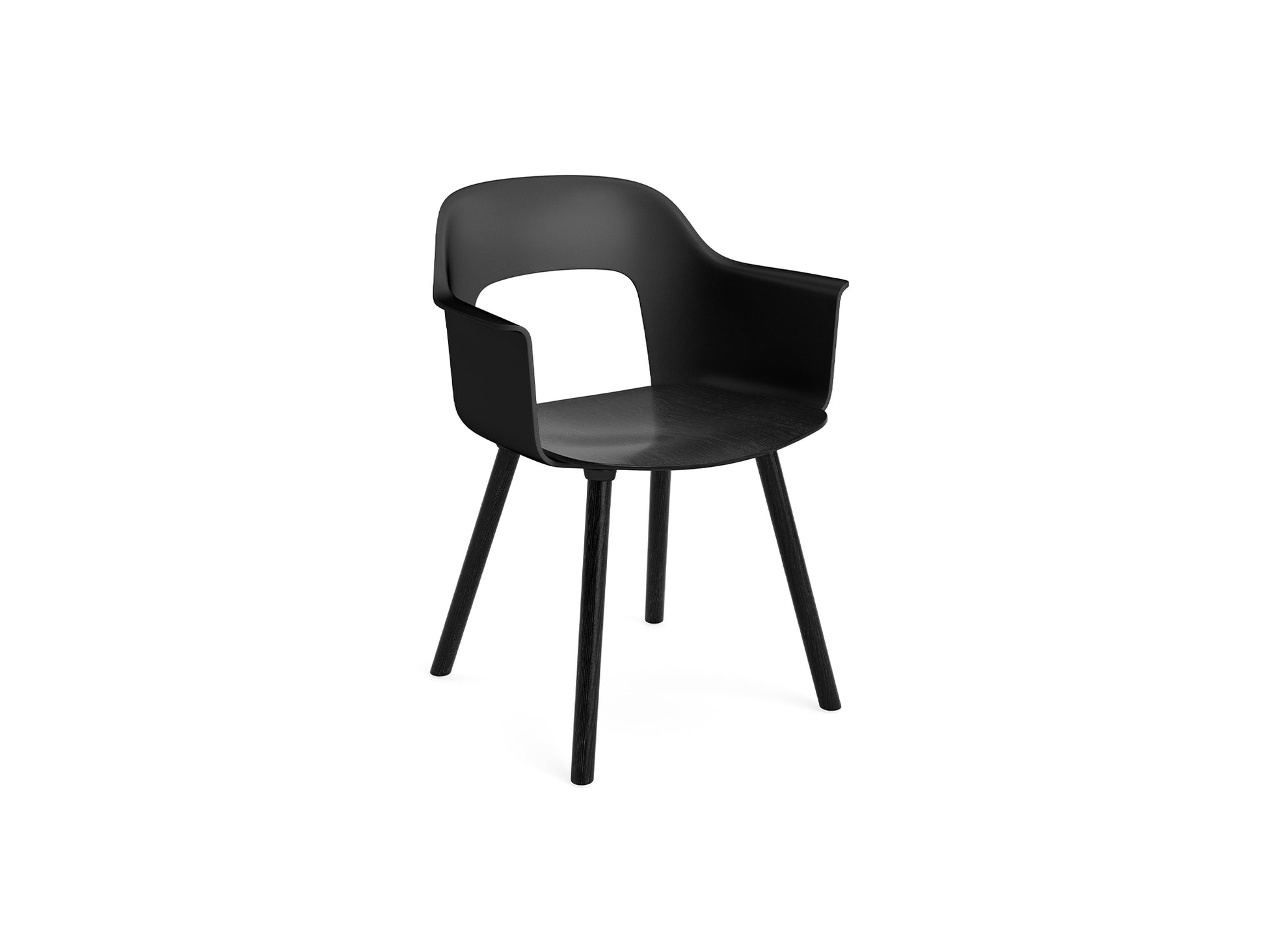 Layout Armchair Wood Base by HAY - Plywood Seat (222) / Black Lacquered Oak Base / Black / Black Oak Seat