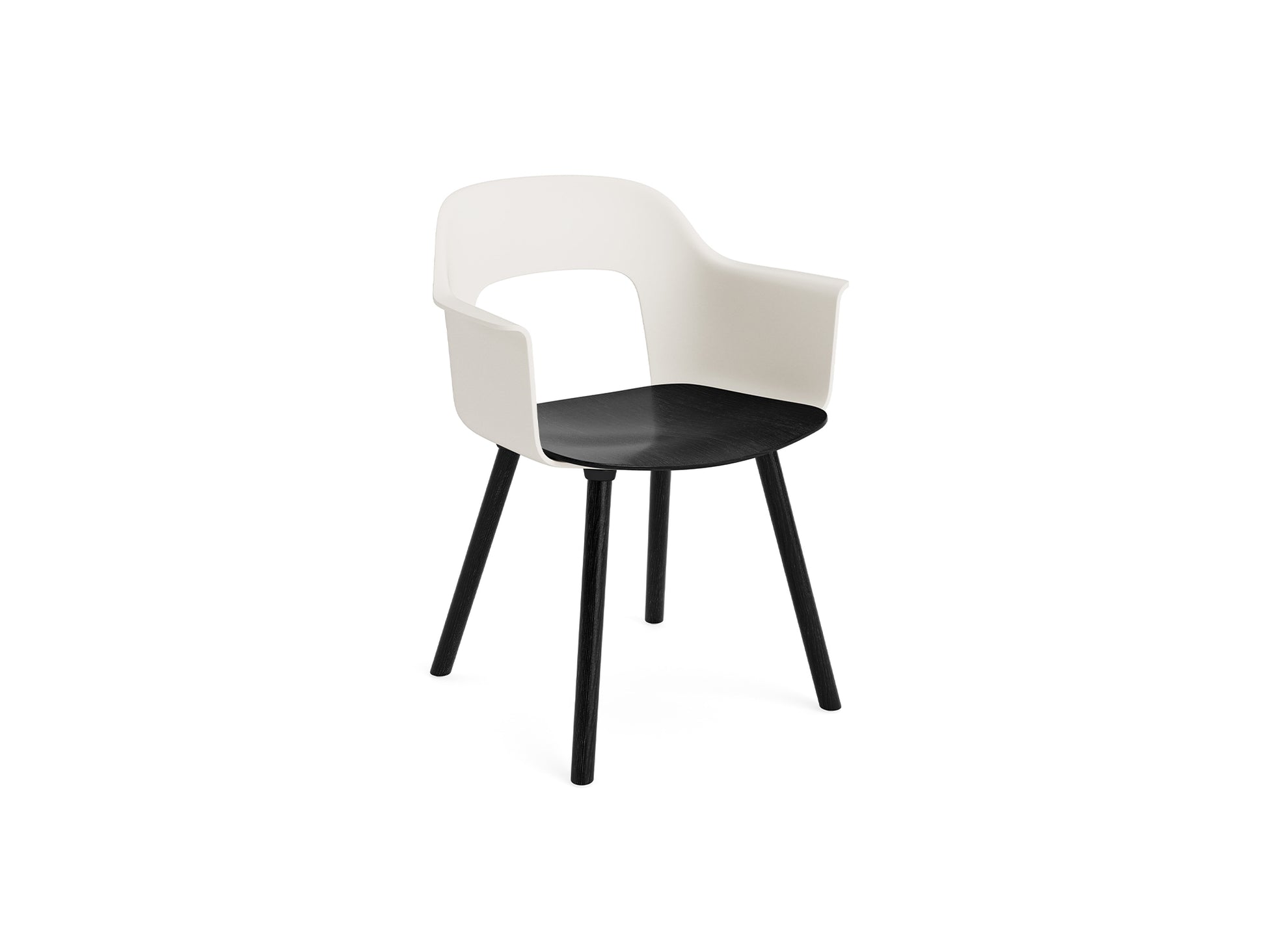 Layout Armchair Wood Base by HAY - Plywood Seat (222) / Black Lacquered Oak Base / White / Black Oak Seat