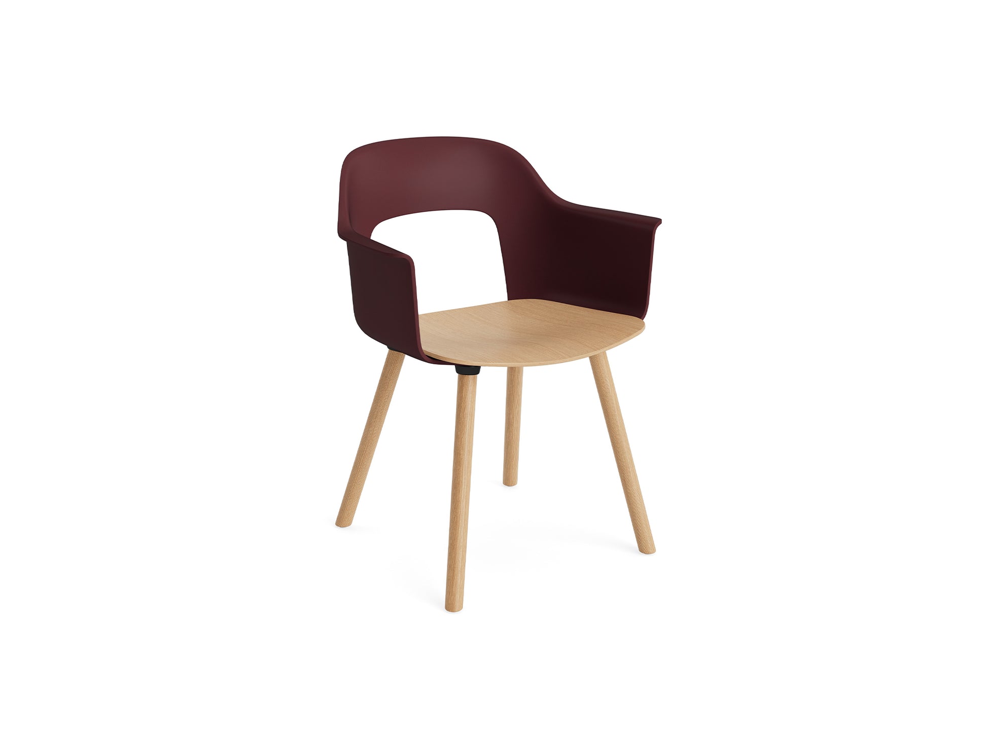 Layout Armchair Wood Base by HAY - Plywood Seat (222) / Lacquered Oak Base / Bordeaux / Oak Seat