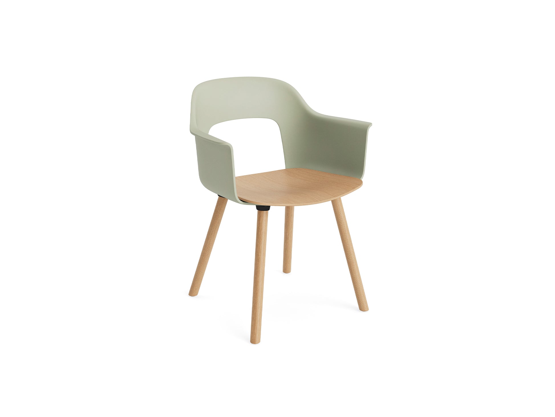 Layout Armchair Wood Base by HAY - Plywood Seat (222) / Lacquered Oak Base / Pastel Green / Oak Seat