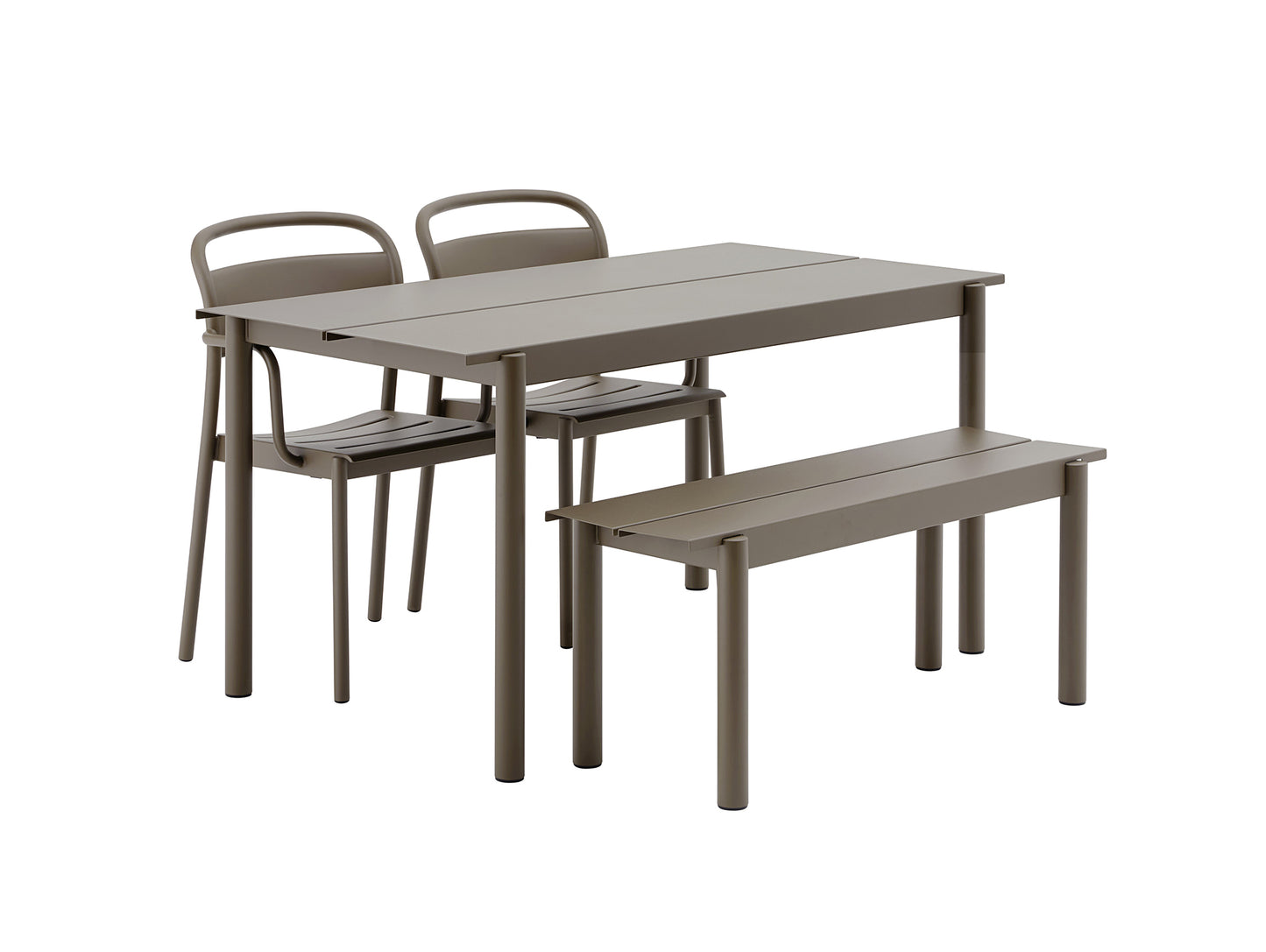 Linear Steel Table and Bench by Muuto - Taupe