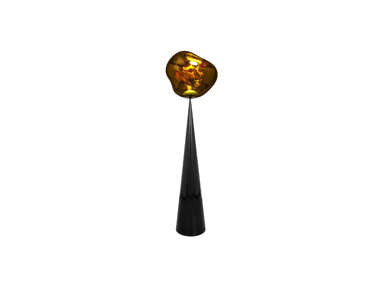 Melt LED Cone Fat Floor Lamp by Tom Dixon - Black Cone / Gold
