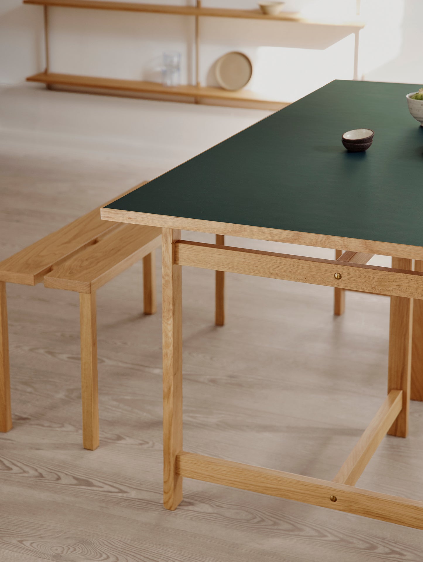 Rectangular Dining Table (Linoleum Tabletop) by Moebe - Length: 160 cm / Forest Green
