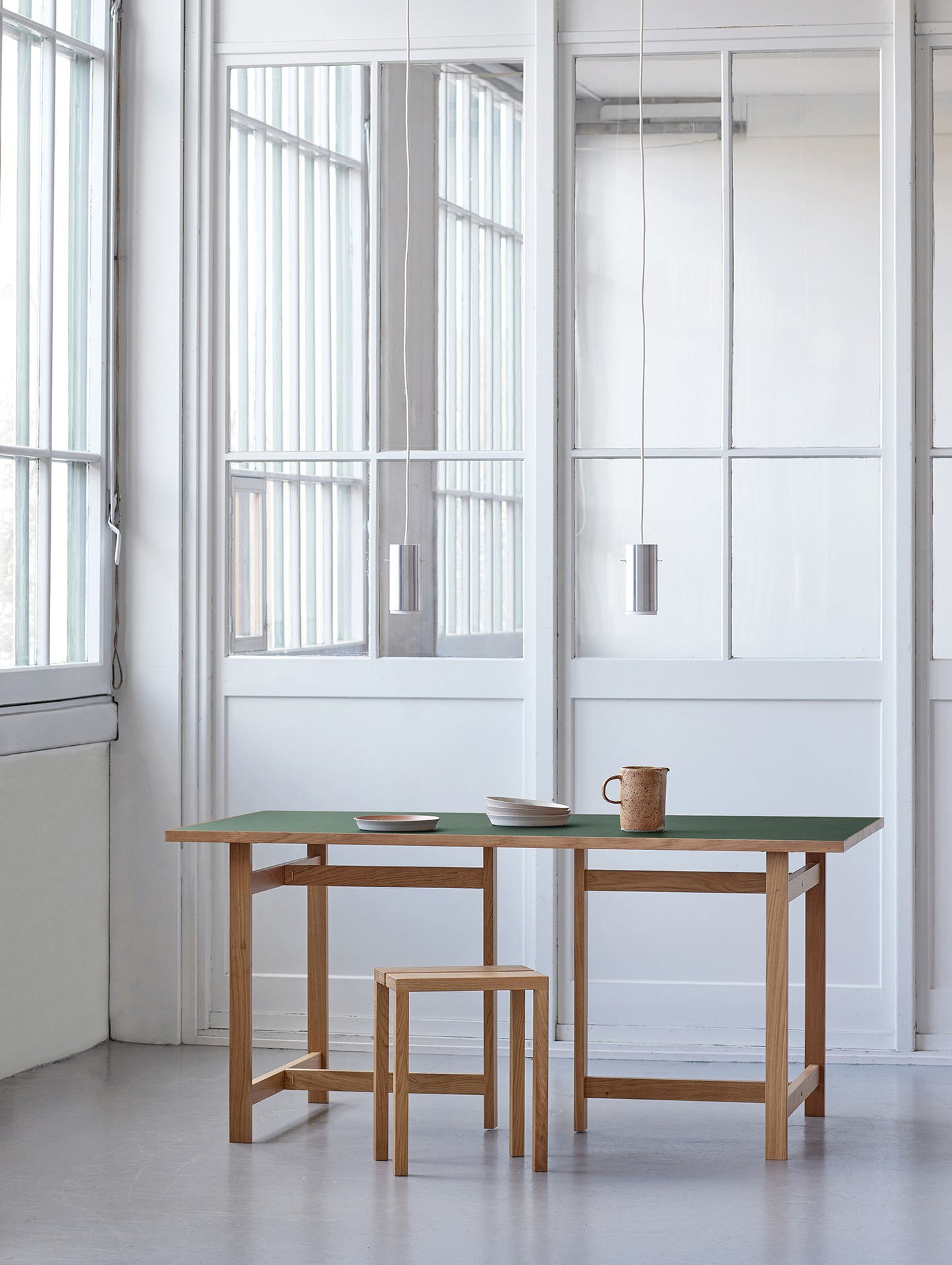 Rectangular Dining Table (Linoleum Tabletop) by Moebe - Length: 160 cm / Forest Green