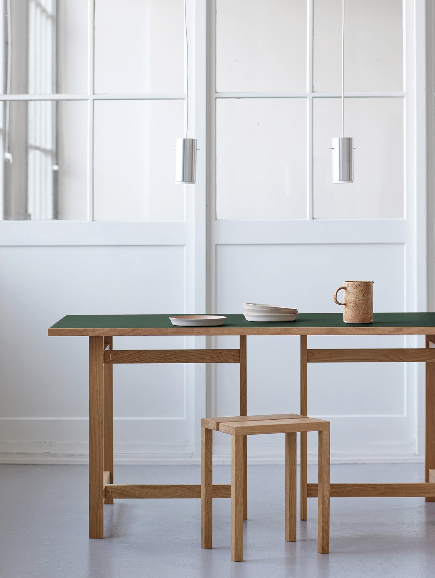 Rectangular Dining Table (Linoleum Tabletop) by Moebe - Length: 160 cm / Forest Green