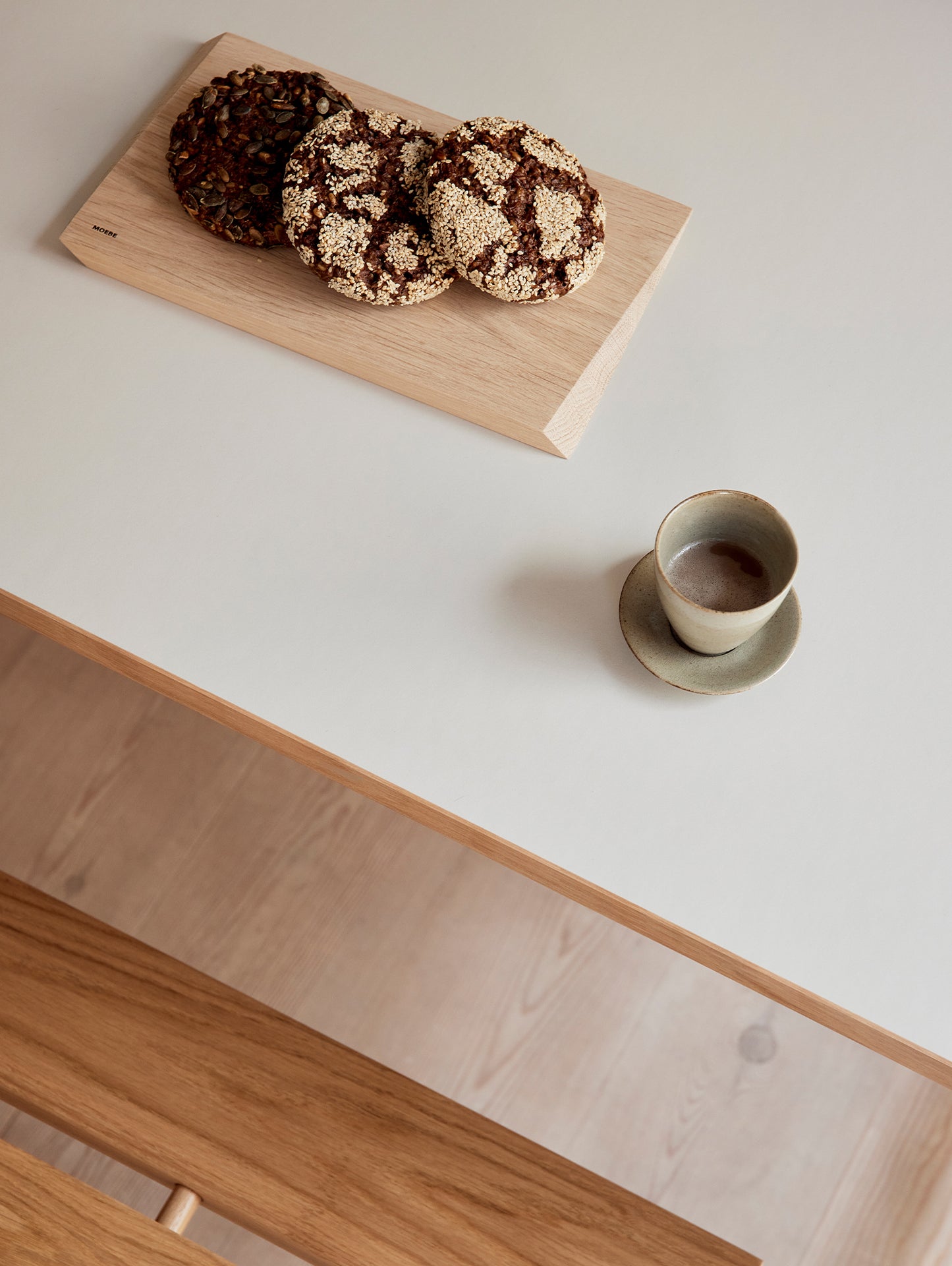 Rectangular Dining Table (Linoleum Tabletop) by Moebe - Length: 160 cm / Warm Beige