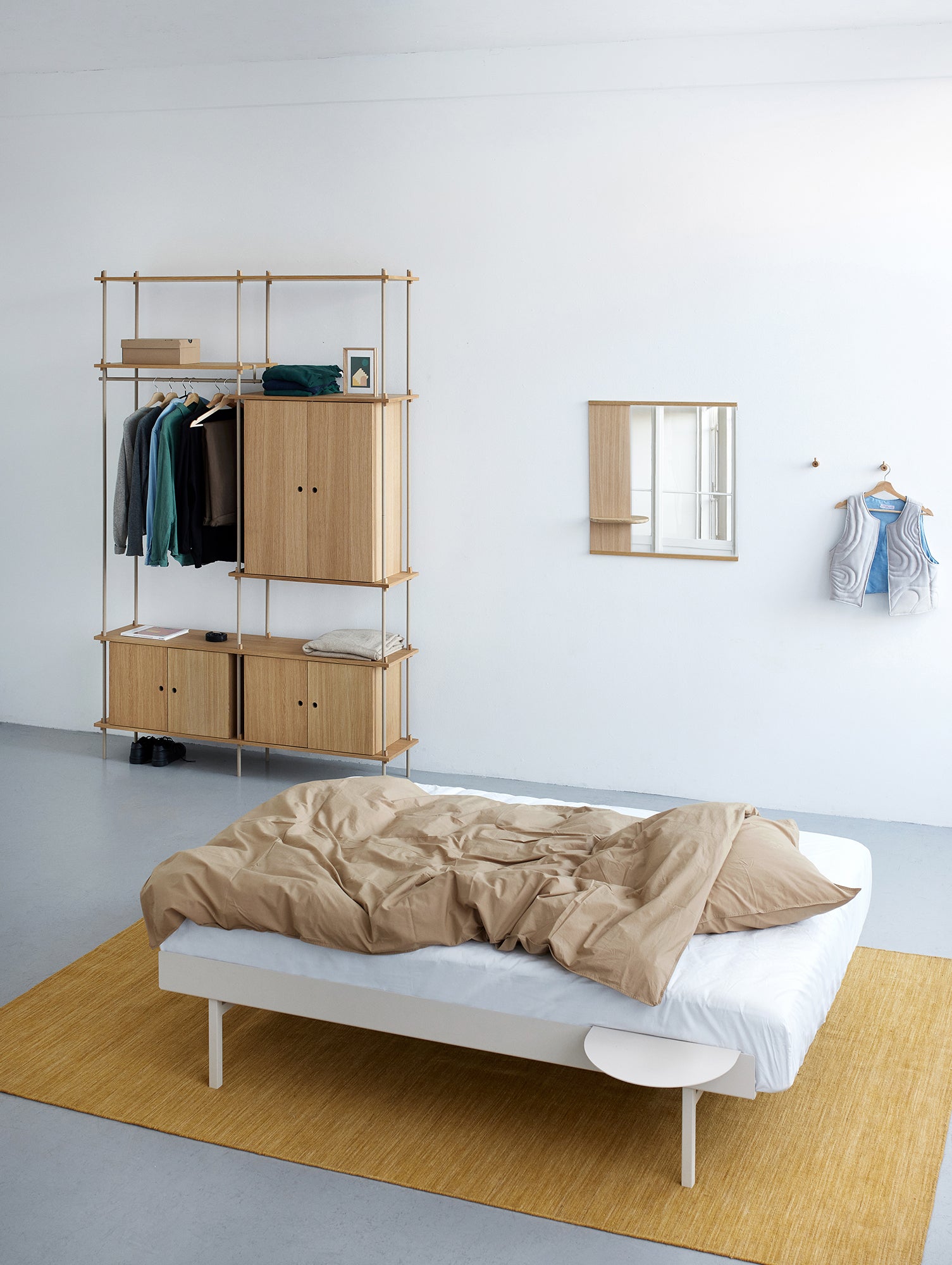 Moebe Shelving System - S.255.2.J Set in Warm Grey / Oiled Oak