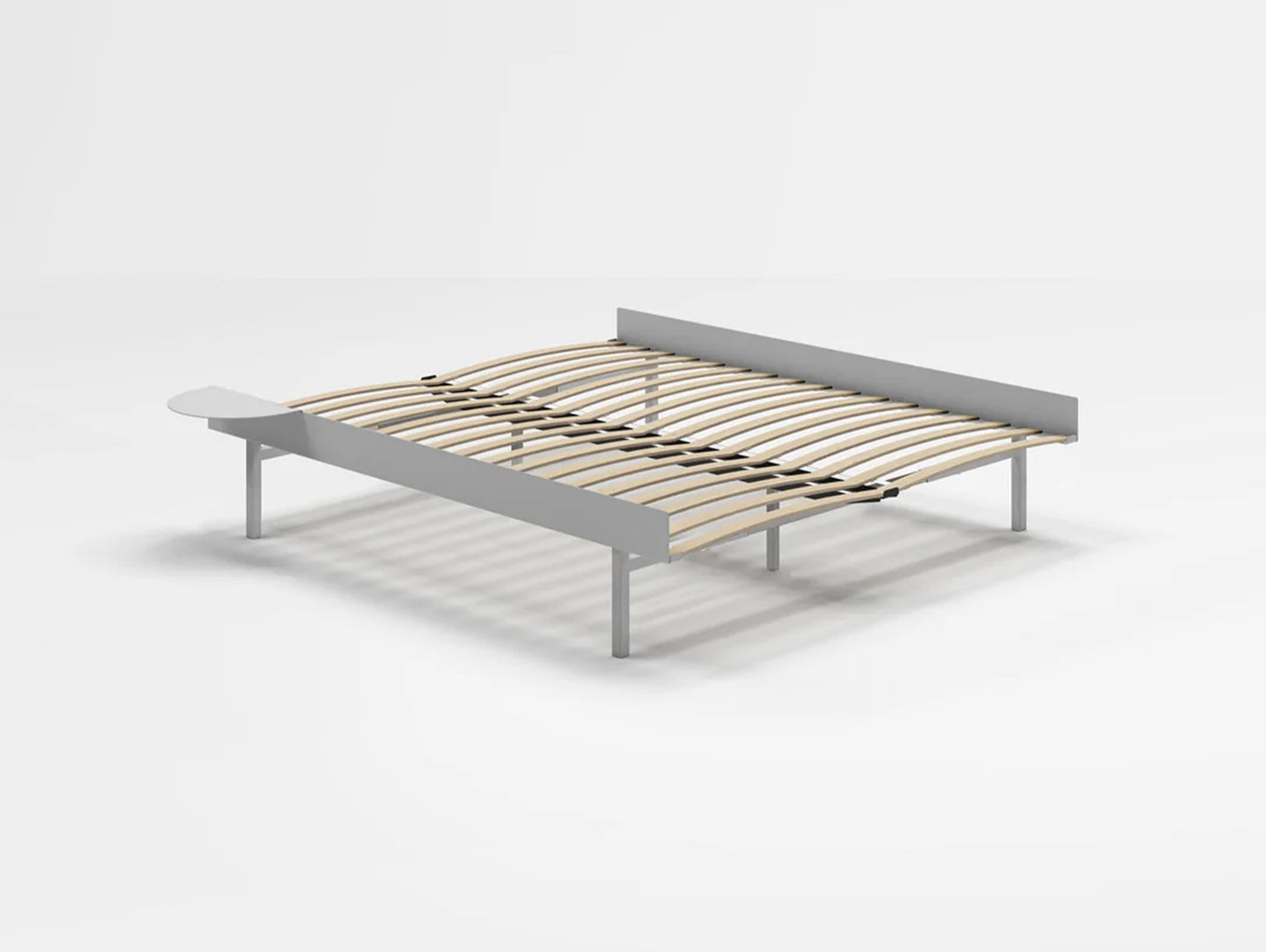 Bed 90 - 180 cm (High) - Stainless Steel by Moebe / Bed Frame with 160cm wide Slats / 1 Side Table