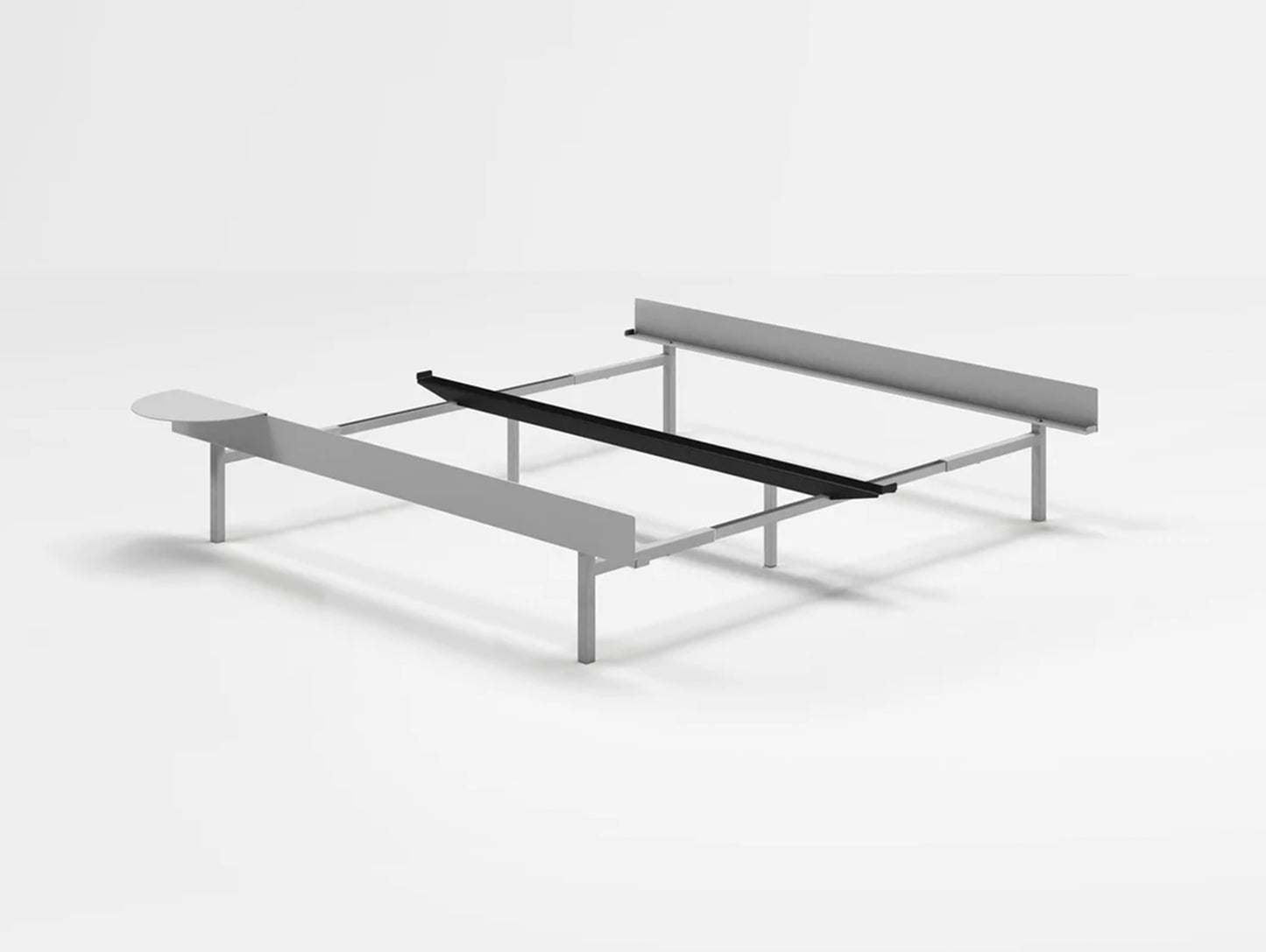 Bed 90 - 180 cm (High) - Stainless Steel by Moebe / Bed Frame with No Slats / 1 Side Table