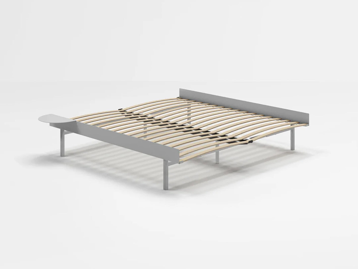 Bed 90 - 180 cm (High) - Stainless Steel by Moebe / Bed Frame with 180cm wide Slats / 1 Side Table