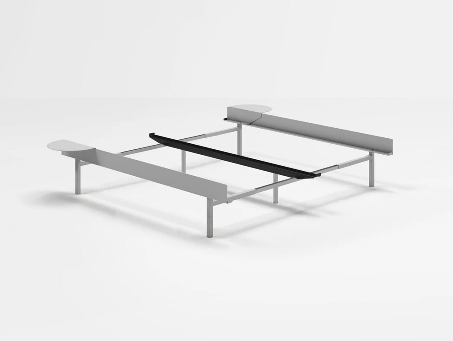 Bed 90 - 180 cm (High) - Stainless Steel by Moebe / Bed Frame with No Slats / 2 Side Tables
