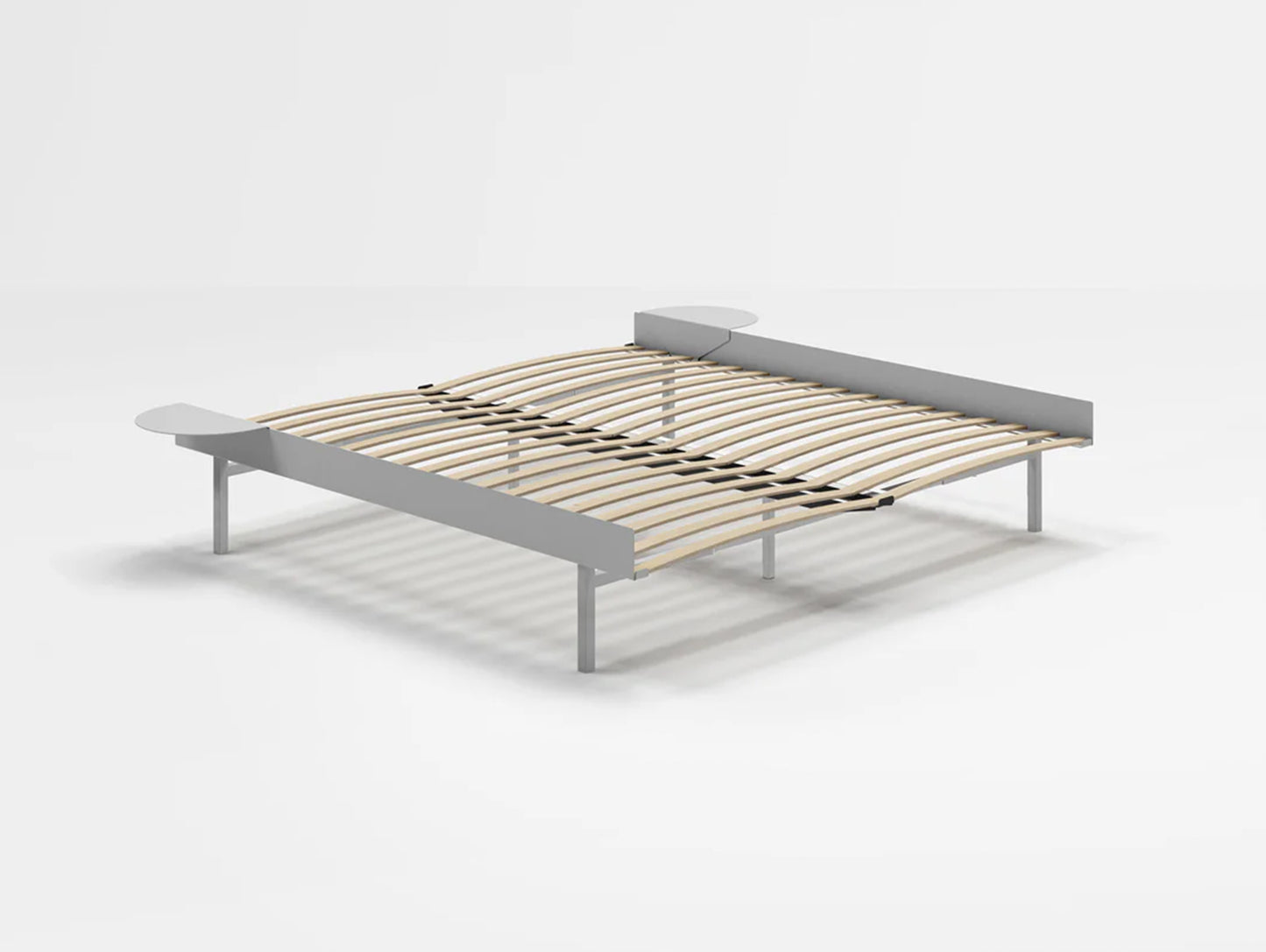 Bed 90 - 180 cm (High) - Stainless Steel by Moebe / Bed Frame with 180cm wide Slats / 2 Side Tables