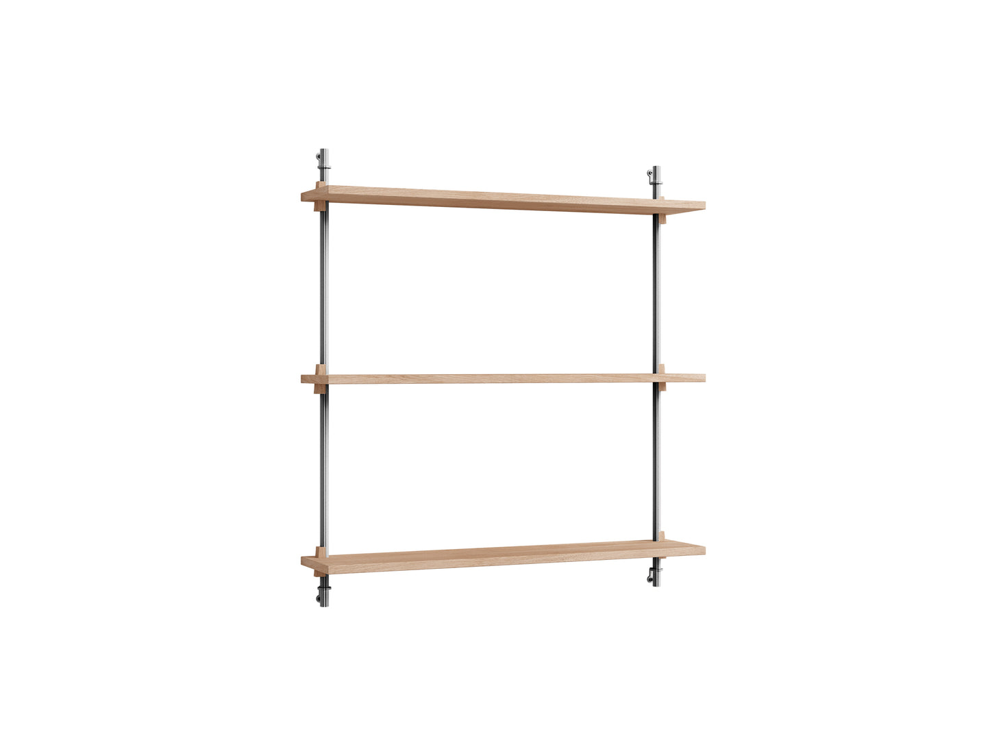 Wall Shelving System Sets (85 cm) by Moebe - WS.85.1 / Stainless Steel Uprights / Oiled Oak