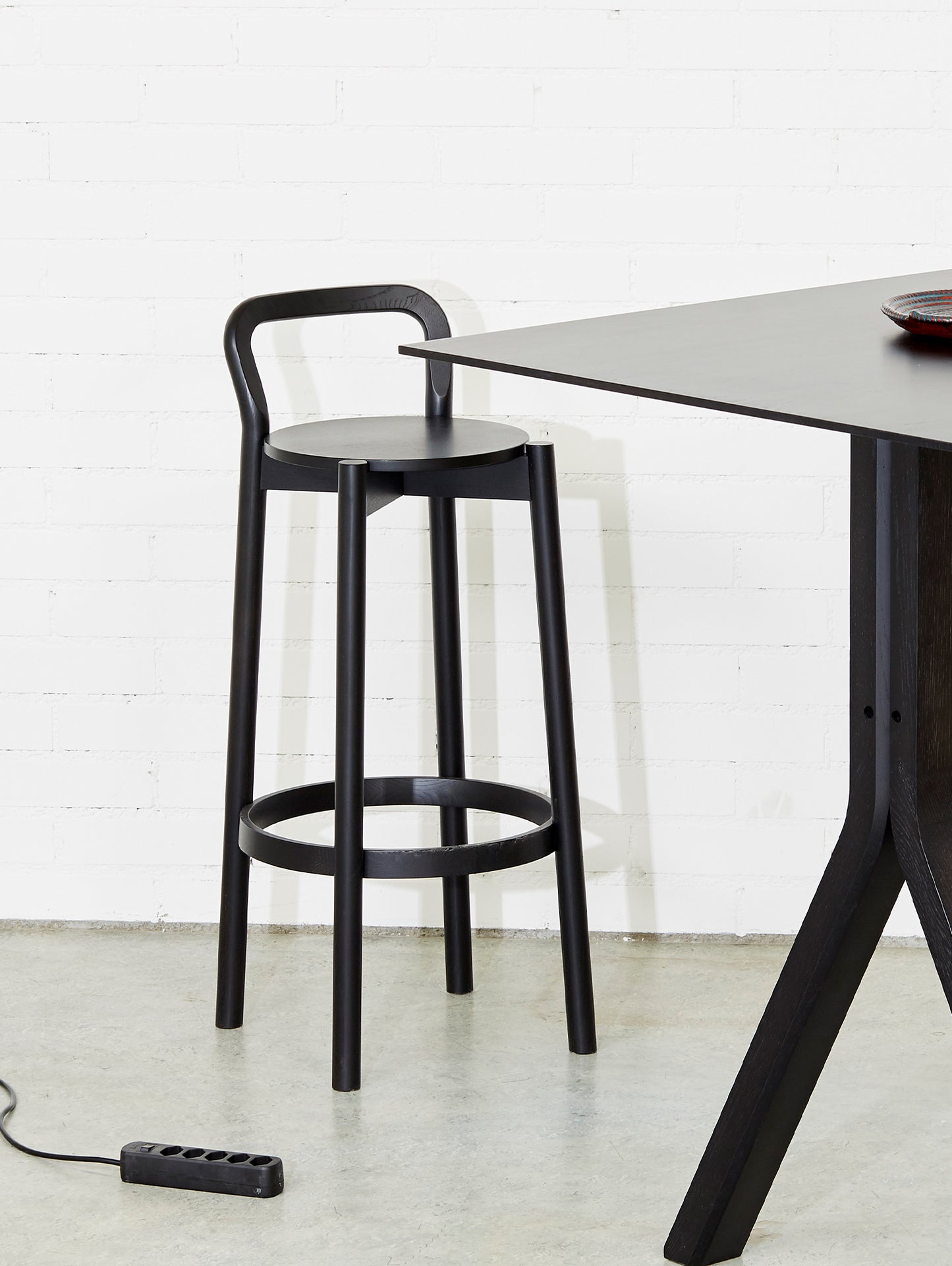 Castor Barstool with Backrest by Karimoku New Standard - Black