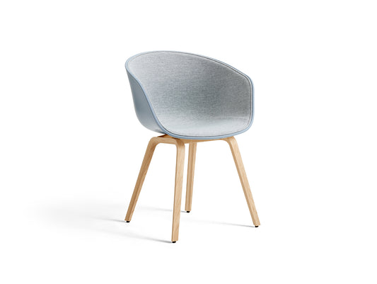 About A Chair AAC 22 - Front Upholstery by HAY - Slate Blue 2.0 + Mode 002 Shell / Lacquered Oak Base