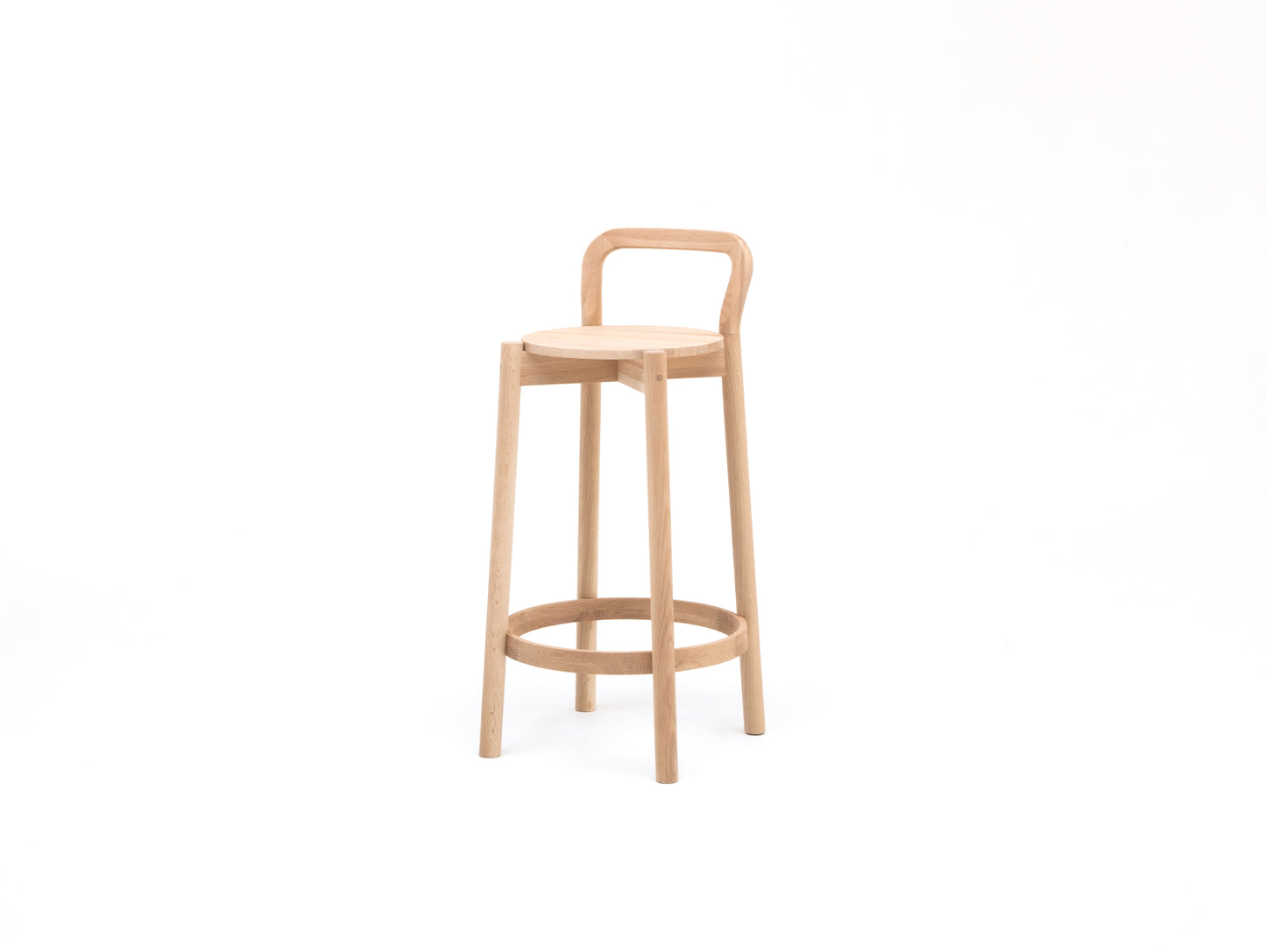 Castor Barstool with Backrest by Karimoku New Standard - Low / Oak