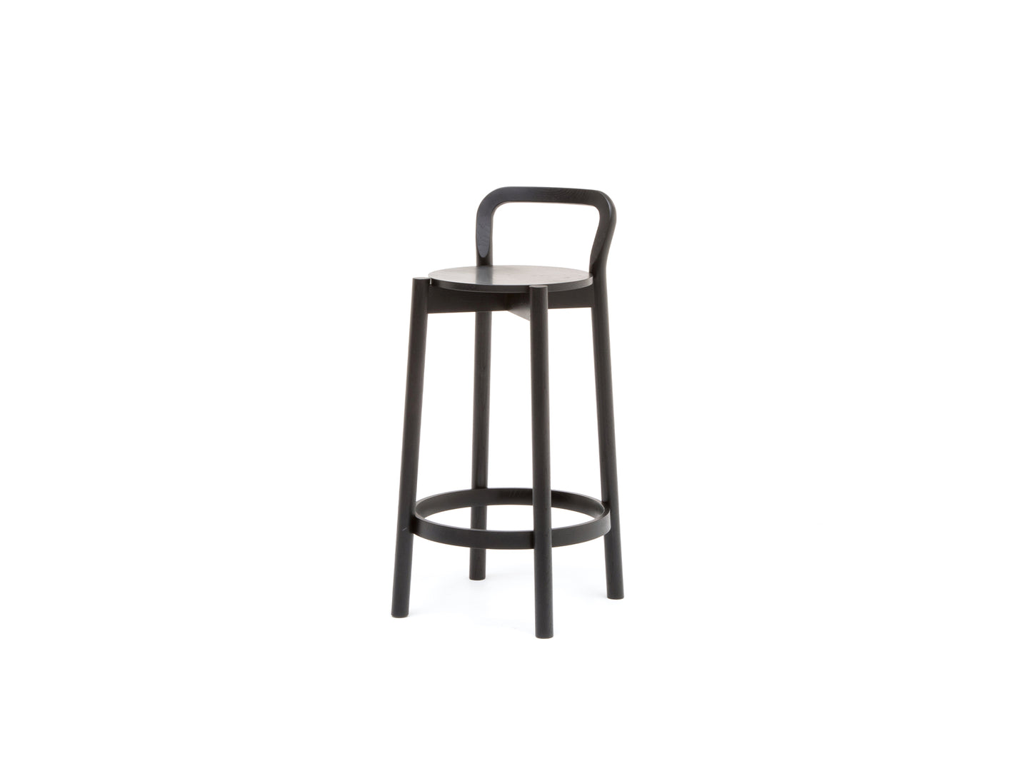Castor Barstool with Backrest by Karimoku New Standard - Low / Black Oak