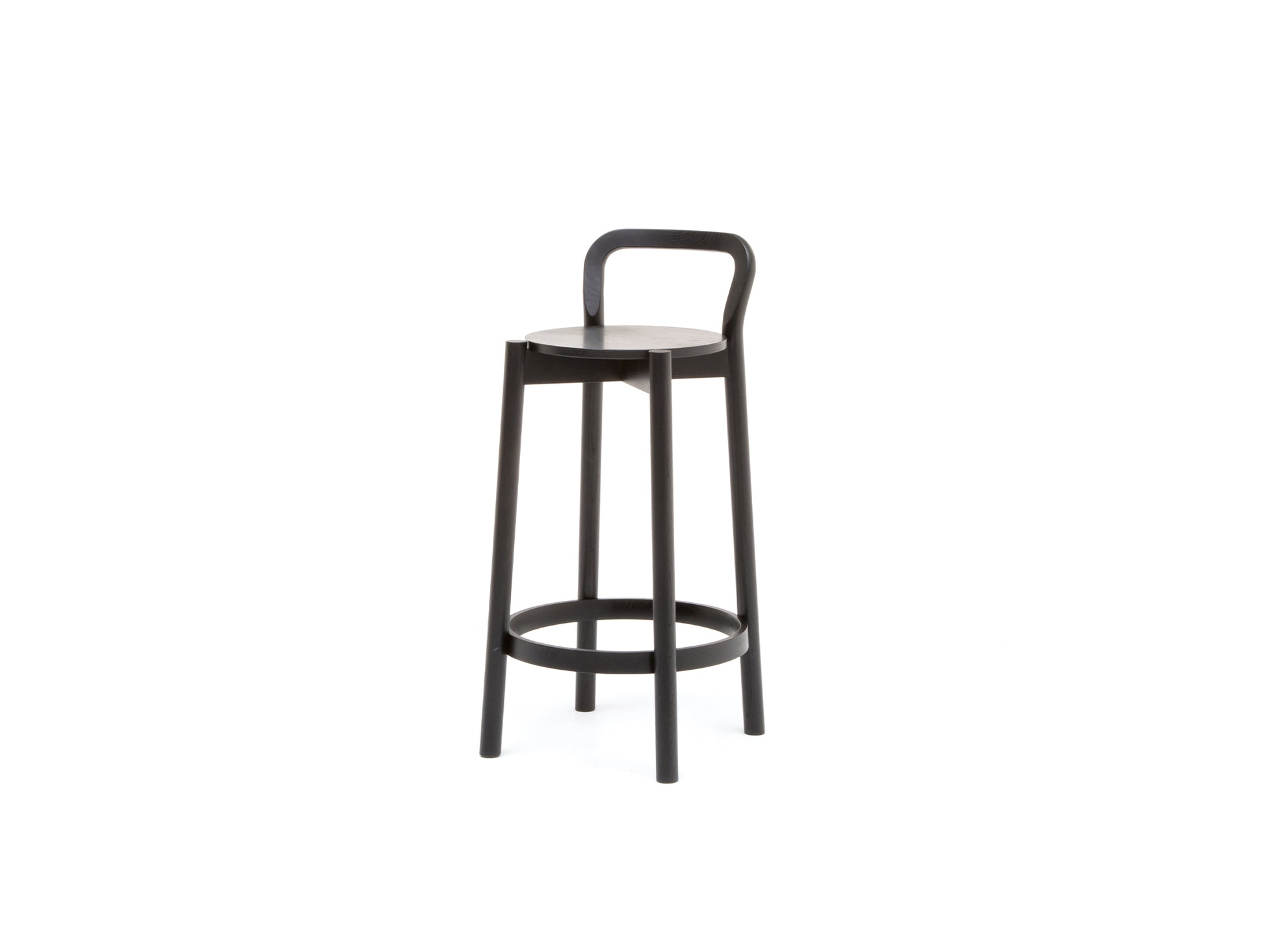 Castor Barstool with Backrest by Karimoku New Standard - Low / Black Oak
