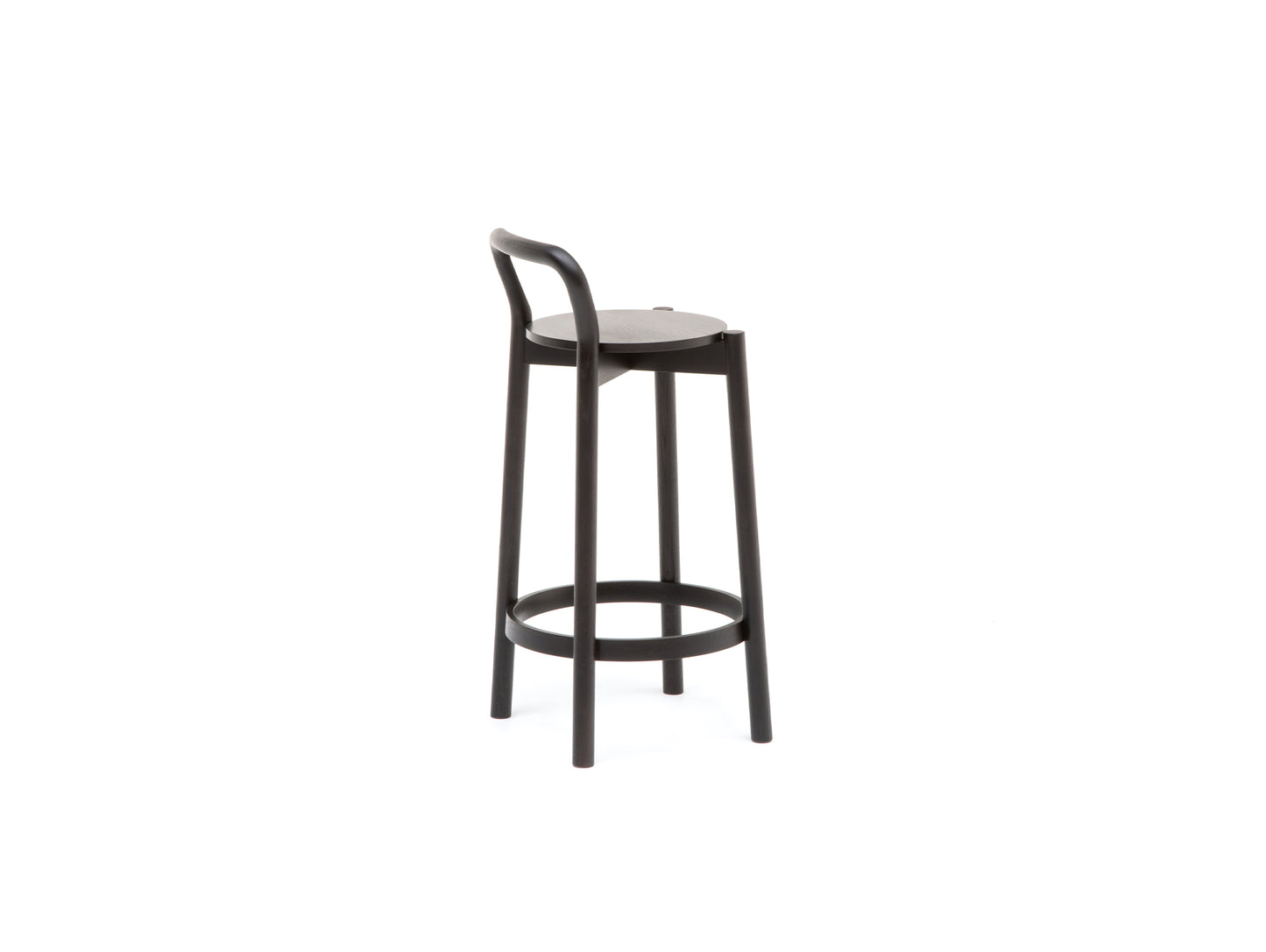 Castor Barstool with Backrest by Karimoku New Standard - Low / Black Oak