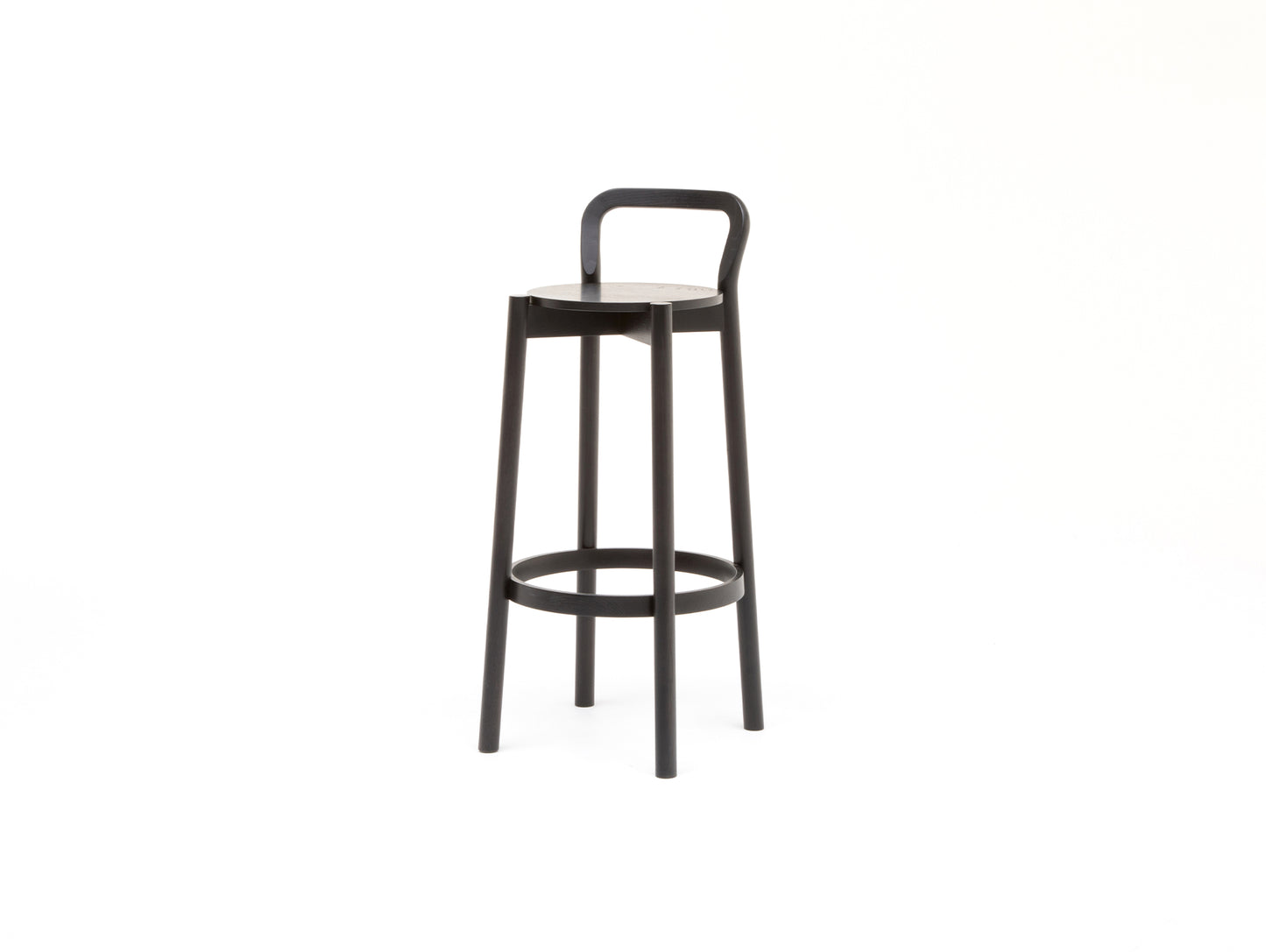 Castor Barstool with Backrest by Karimoku New Standard - High / Black Oak