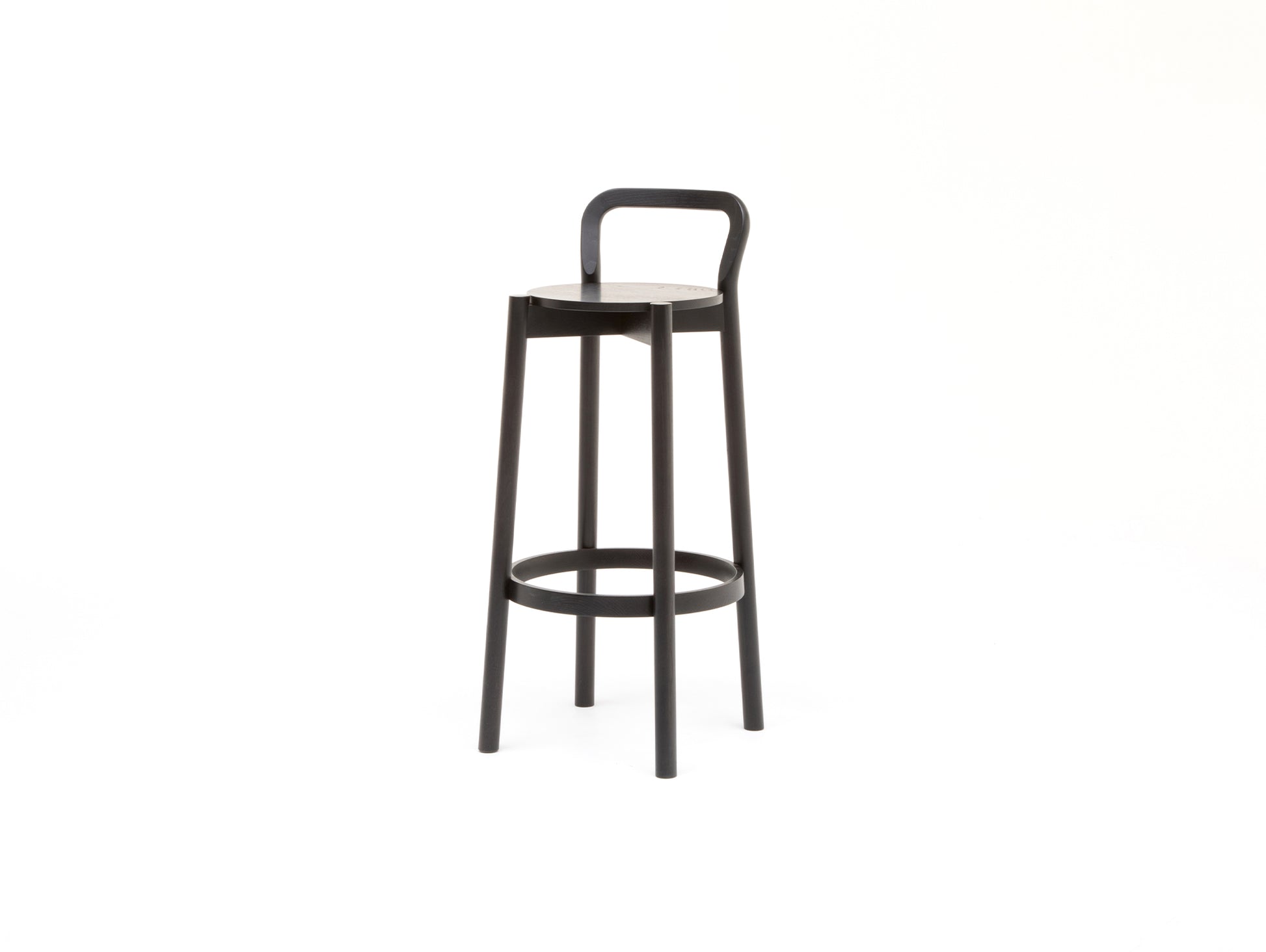 Castor Barstool with Backrest by Karimoku New Standard - High / Black Oak