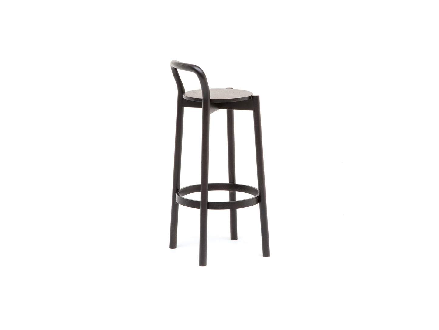 Castor Barstool with Backrest by Karimoku New Standard - High / Black Oak