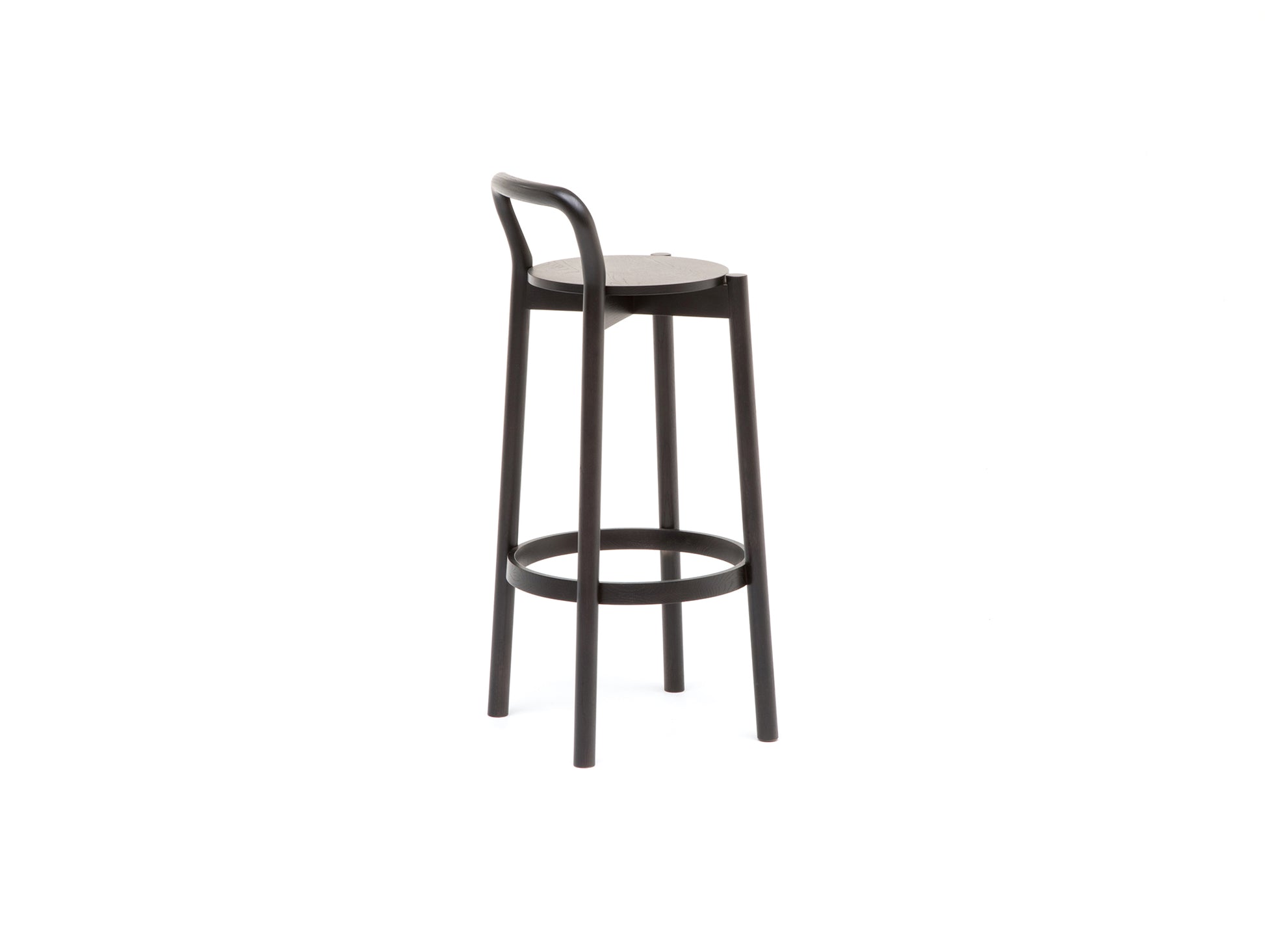 Castor Barstool with Backrest by Karimoku New Standard - High / Black Oak