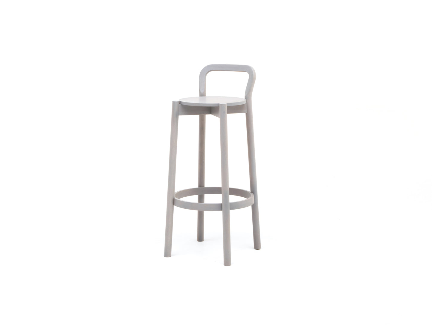 Castor Barstool with Backrest by Karimoku New Standard - High / Grain Gray Oak