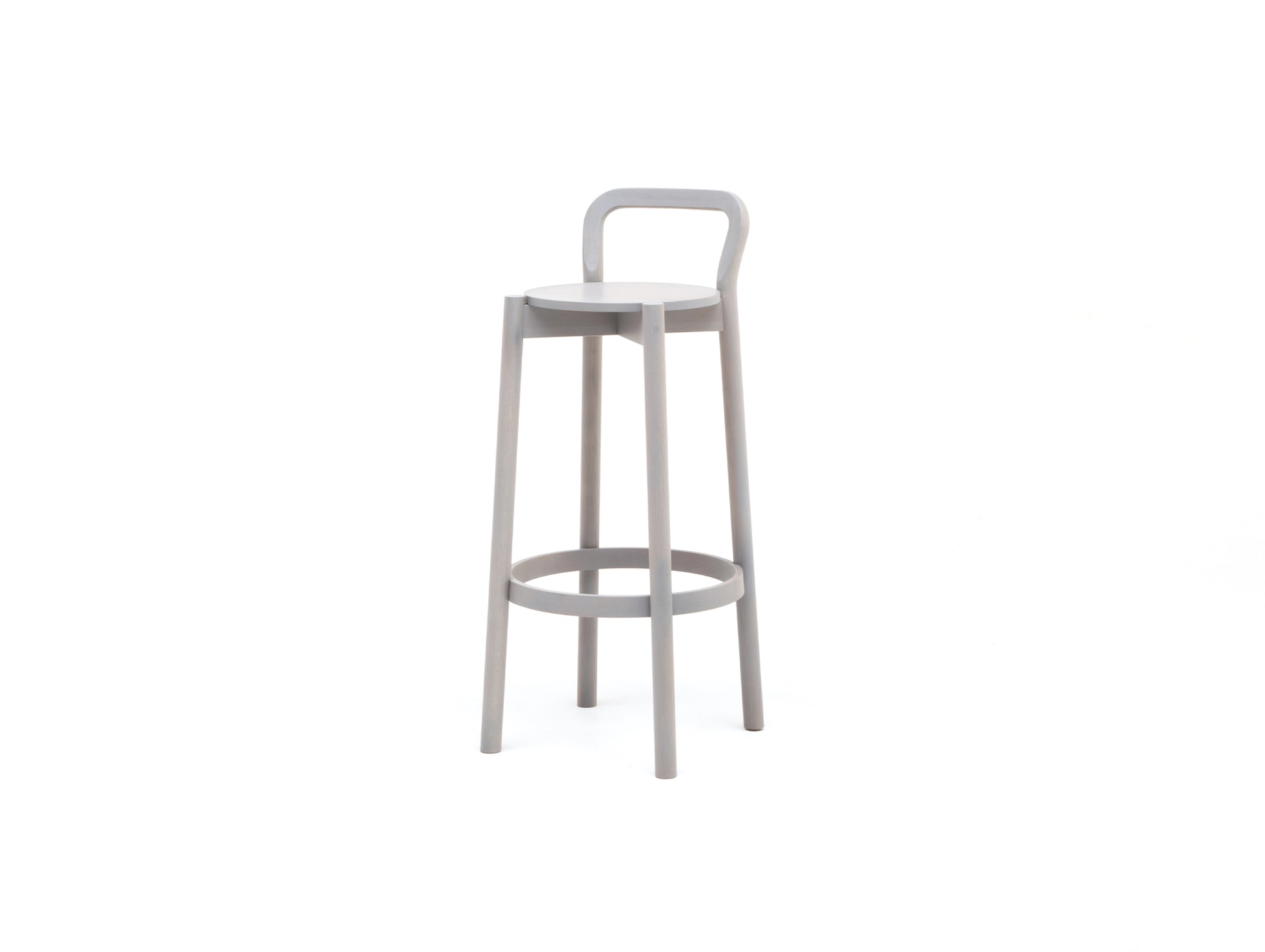 Castor Barstool with Backrest by Karimoku New Standard - High / Grain Gray Oak