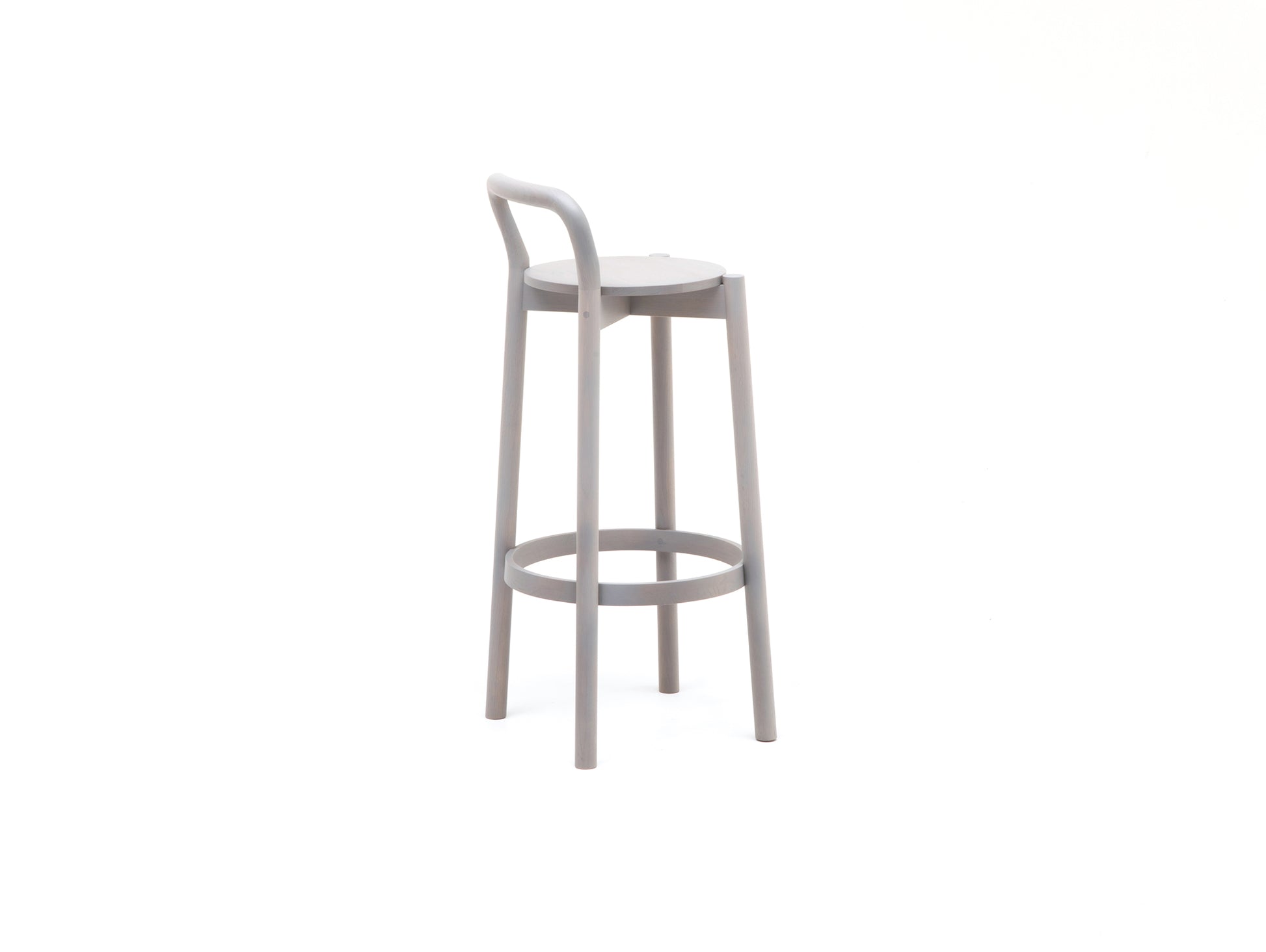 Castor Barstool with Backrest by Karimoku New Standard - High / Grain Gray Oak