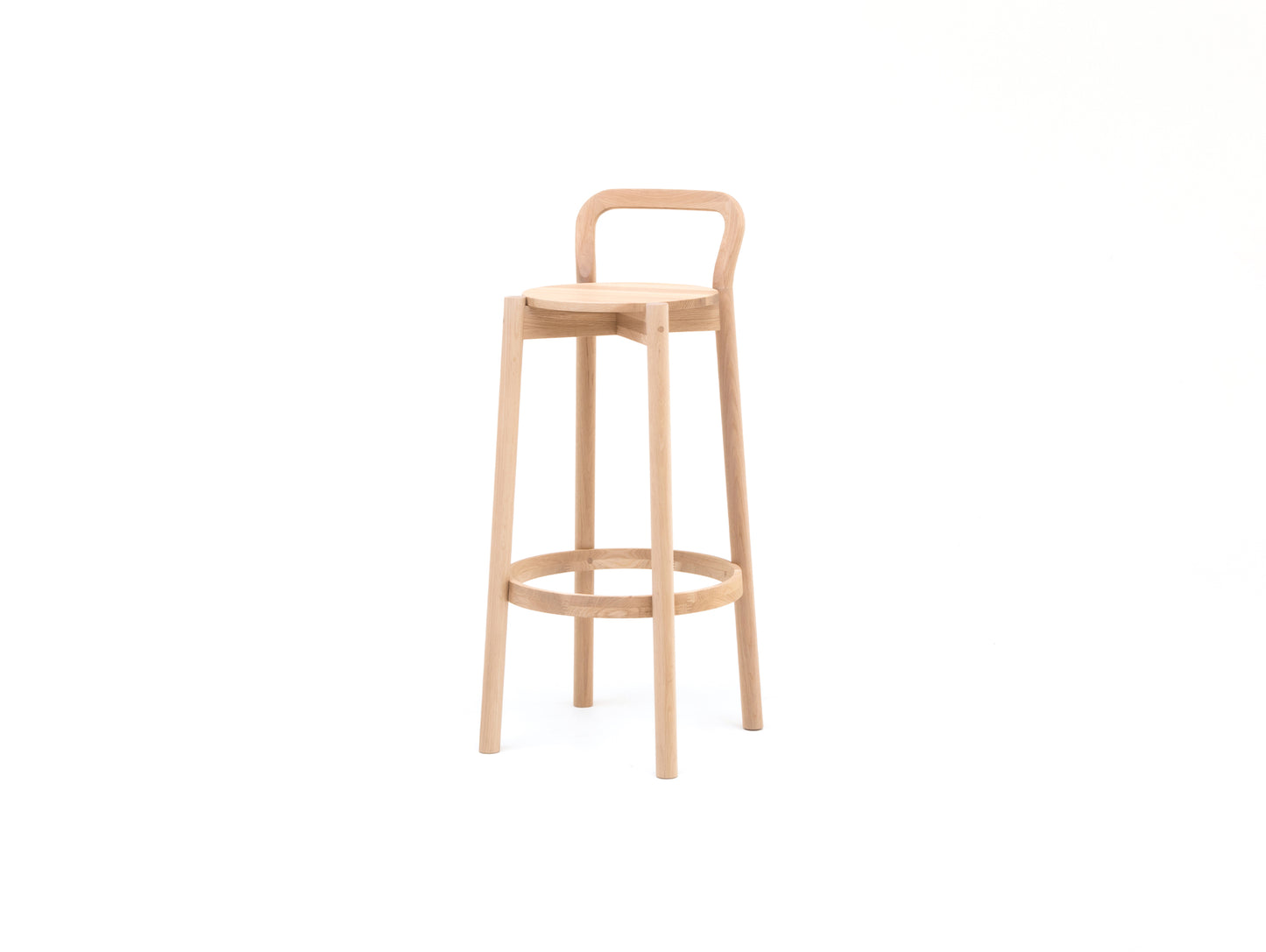 Castor Barstool with Backrest by Karimoku New Standard - High / Oak