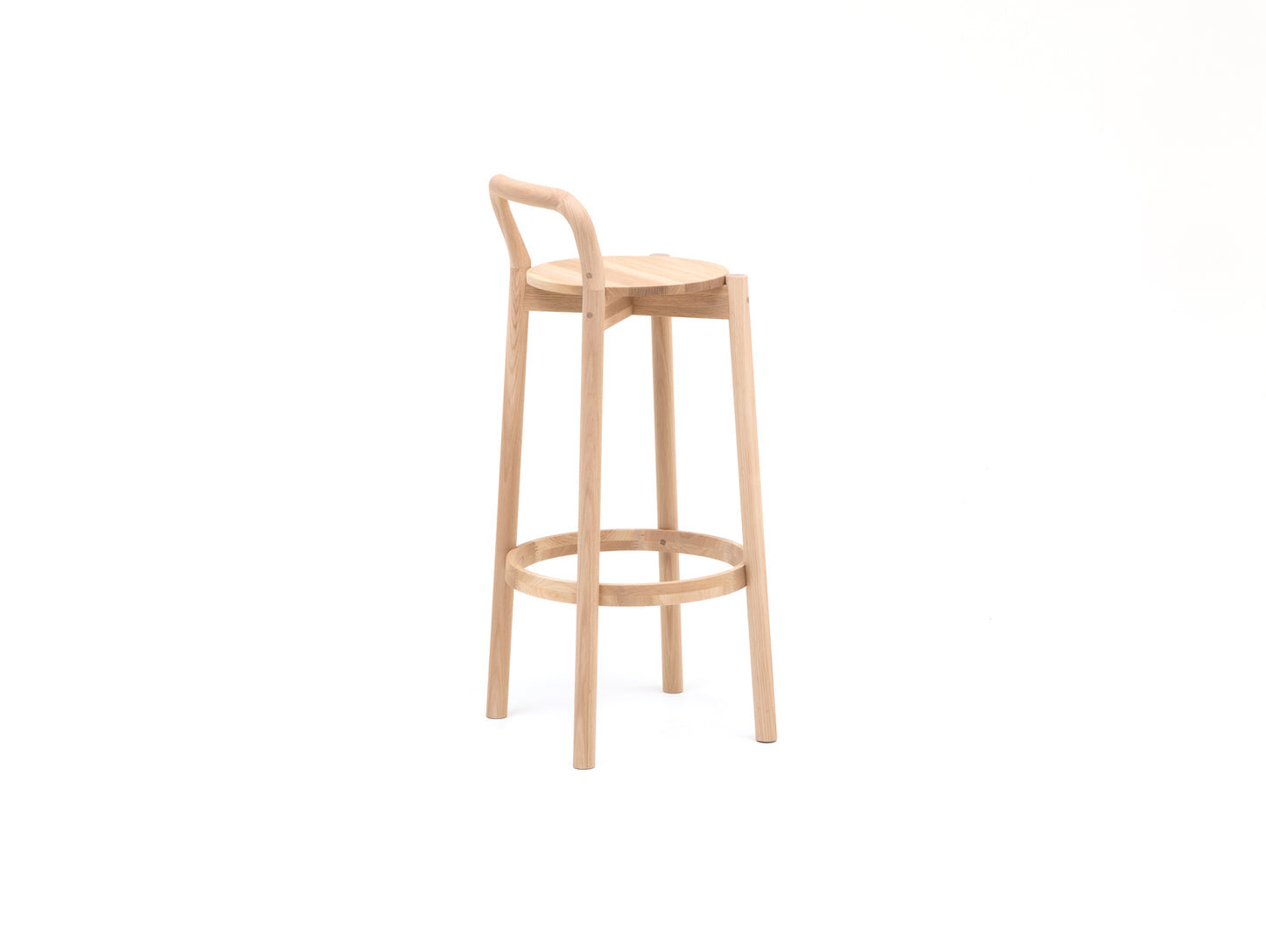 Castor Barstool with Backrest by Karimoku New Standard - High / Oak