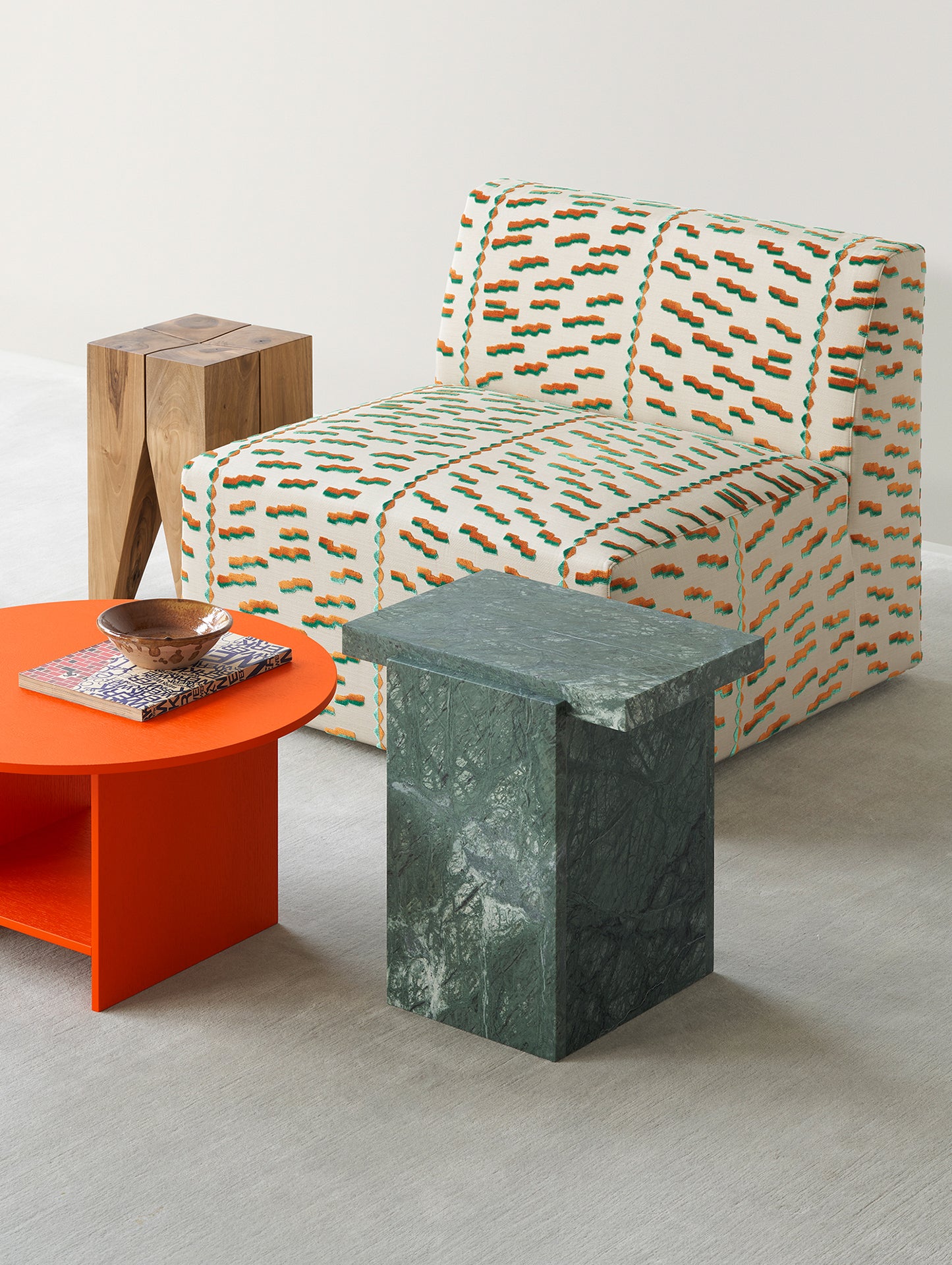 Tore Side / Coffee Table by E15 - Verde Vaneeka Marble