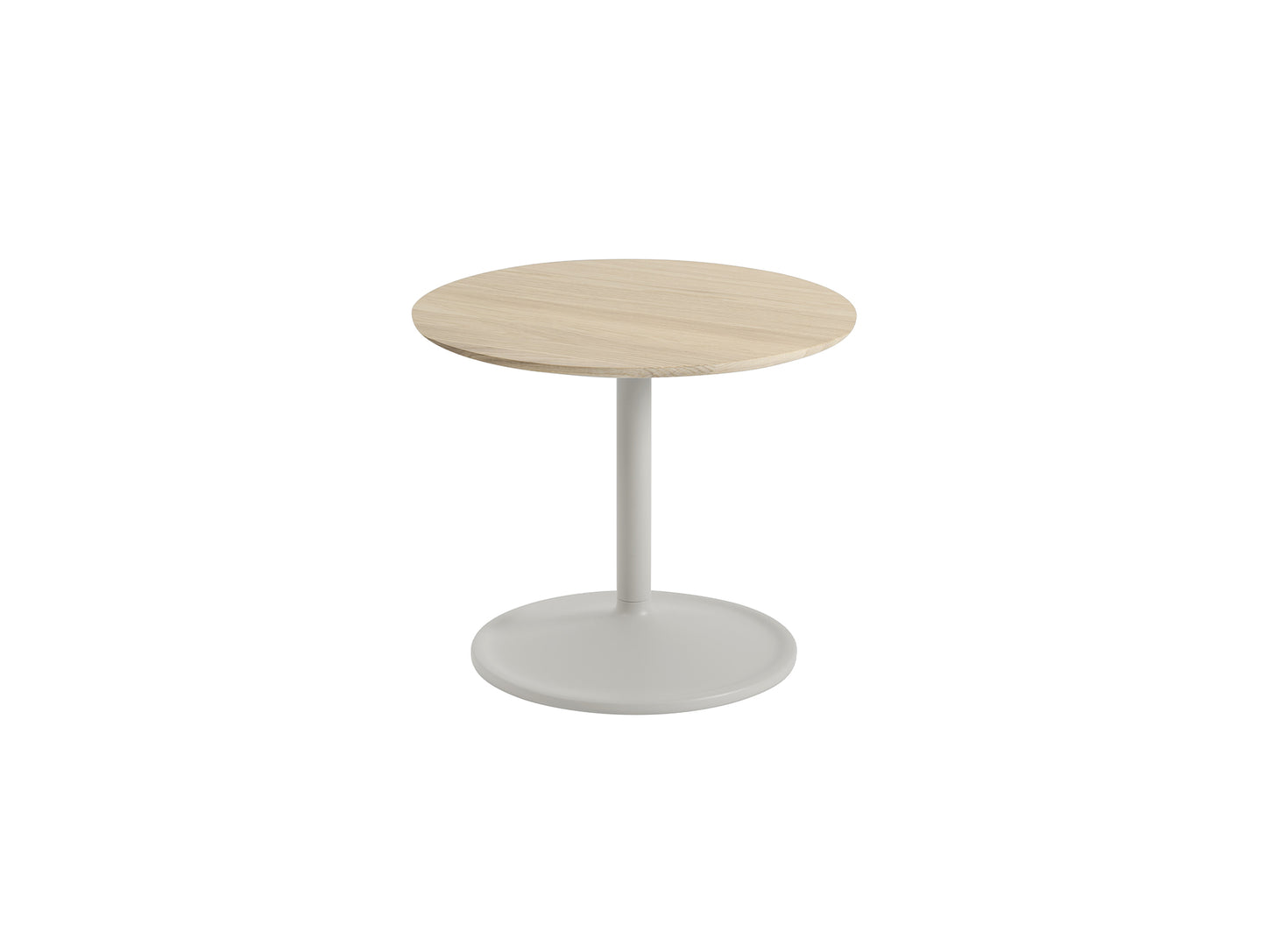Soft Side Table by Muuto - Diameter : 48 cm / Height: 40 cm in solid oak top and grey base