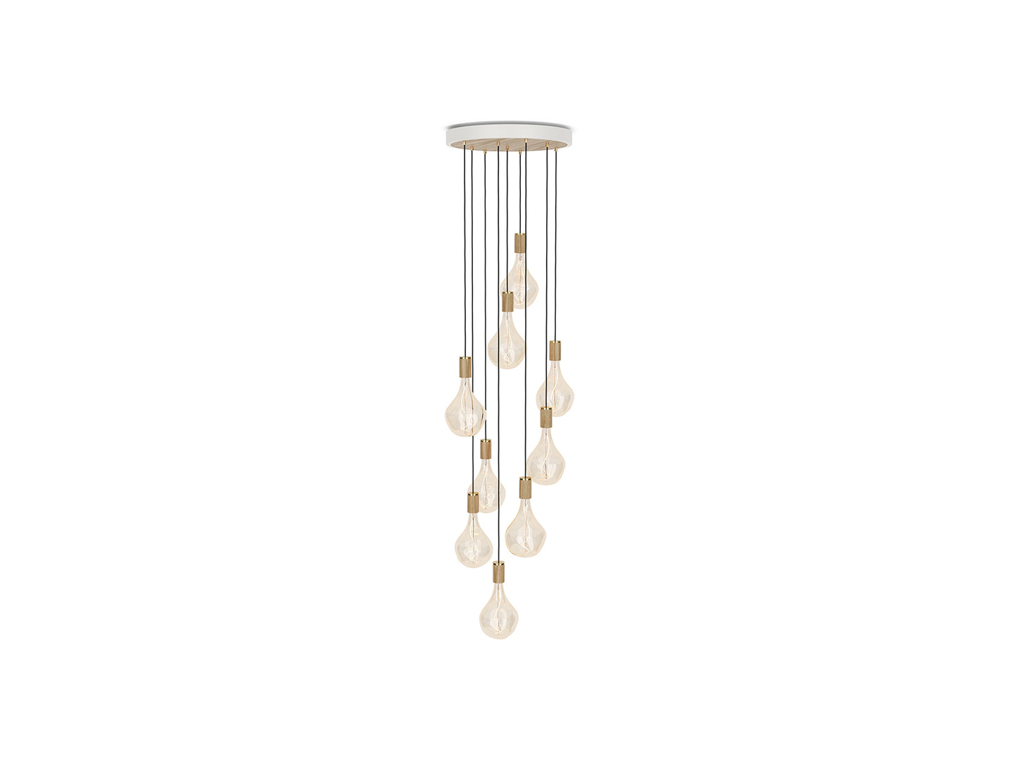 Nine Pendant with Voronoi II by Tala - White Canopy / Brass Grip with Oak Pendants
