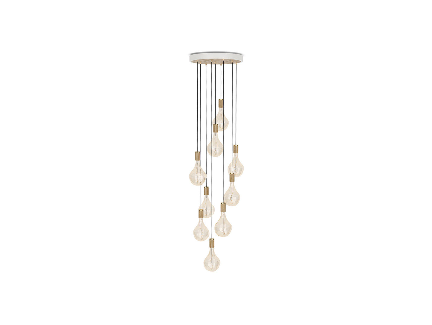 Nine Pendant with Voronoi II by Tala - White Canopy / Brass Grip with Oak Pendants