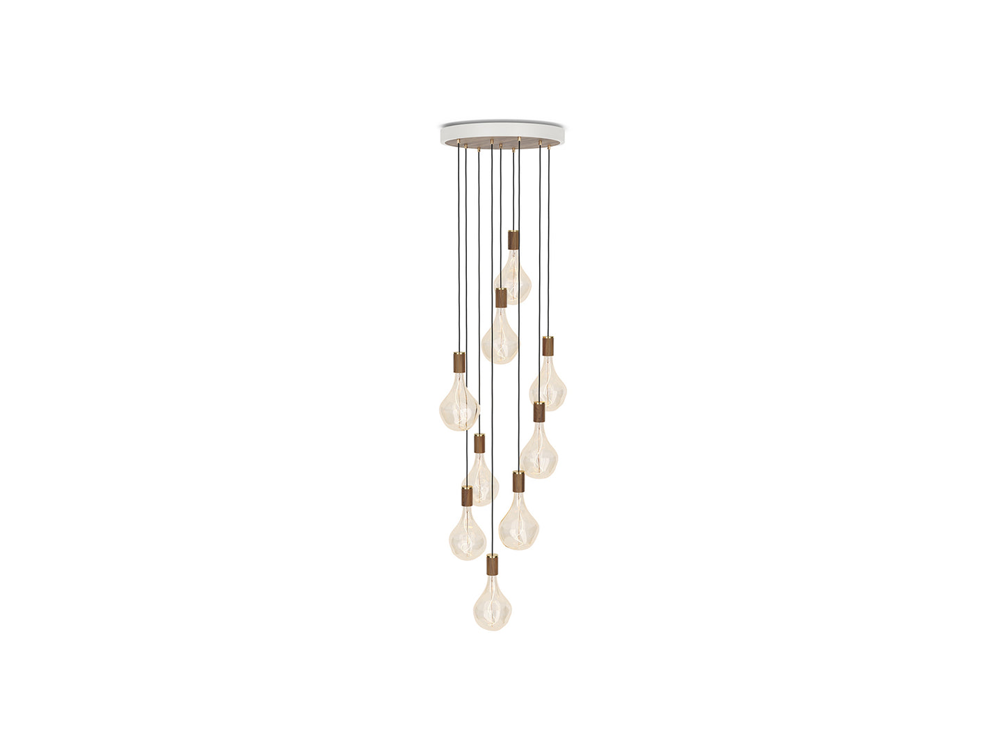 Nine Pendant with Voronoi II by Tala - White Canopy / Brass Grip with Walnut Pendants