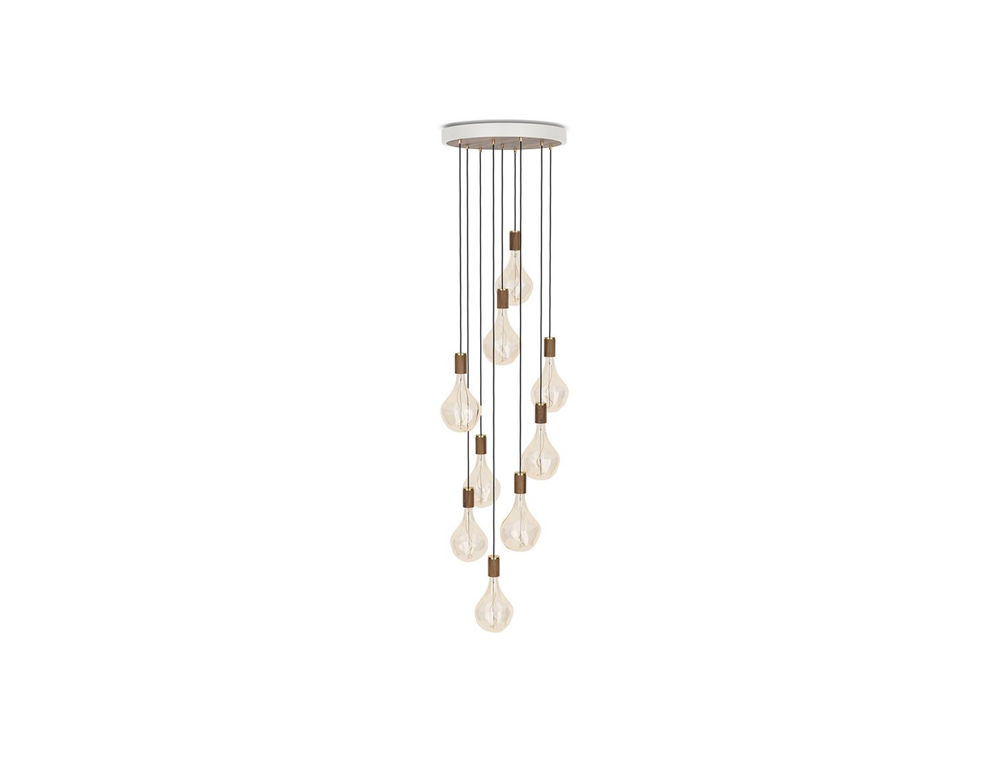 Nine Pendant with Voronoi II by Tala - White Canopy / Brass Grip with Walnut Pendants