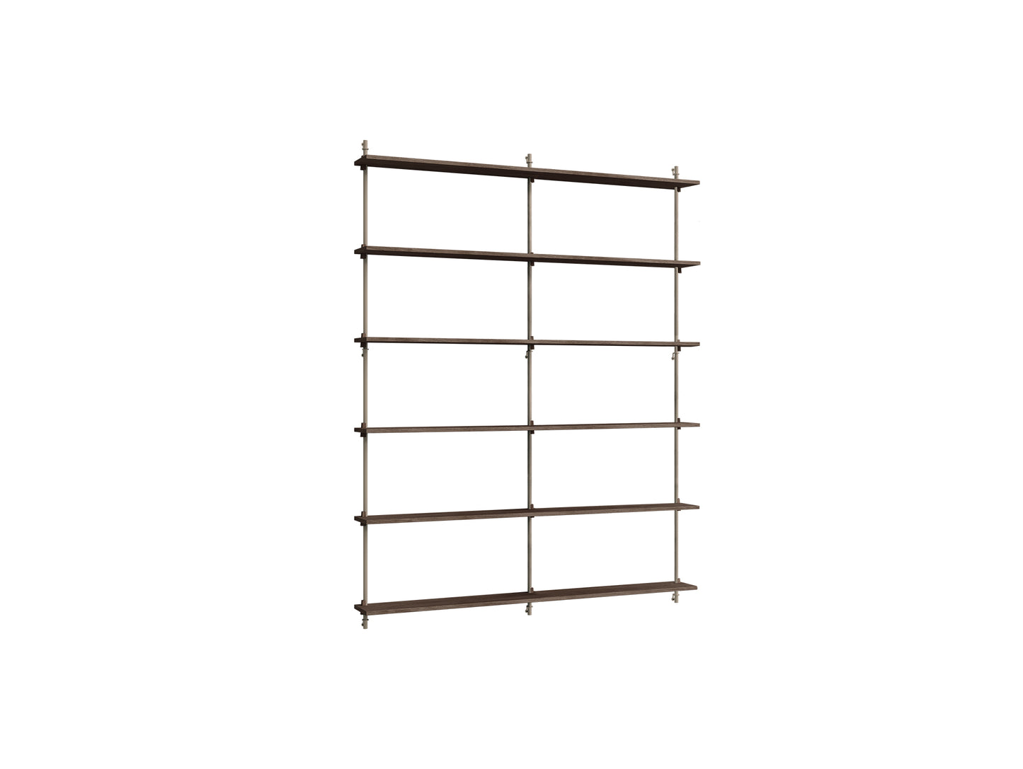 Wall Shelving System Sets (200 cm) by Moebe - WS.200.2.B / Warm Grey Uprights / Smoked Oak