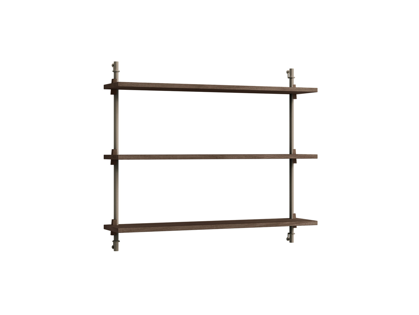 Wall Shelving System Sets 65.1 by Moebe - Warm Grey Uprights / Smoked Oak