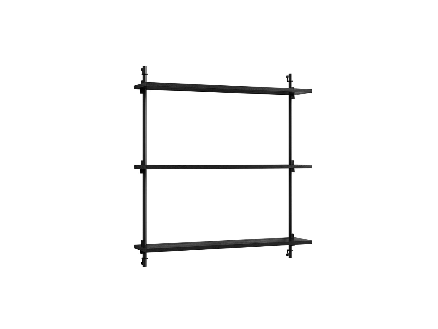 Wall Shelving System Sets (85 cm) by Moebe - WS.85.1 / Black Uprights / Black Painted Oak