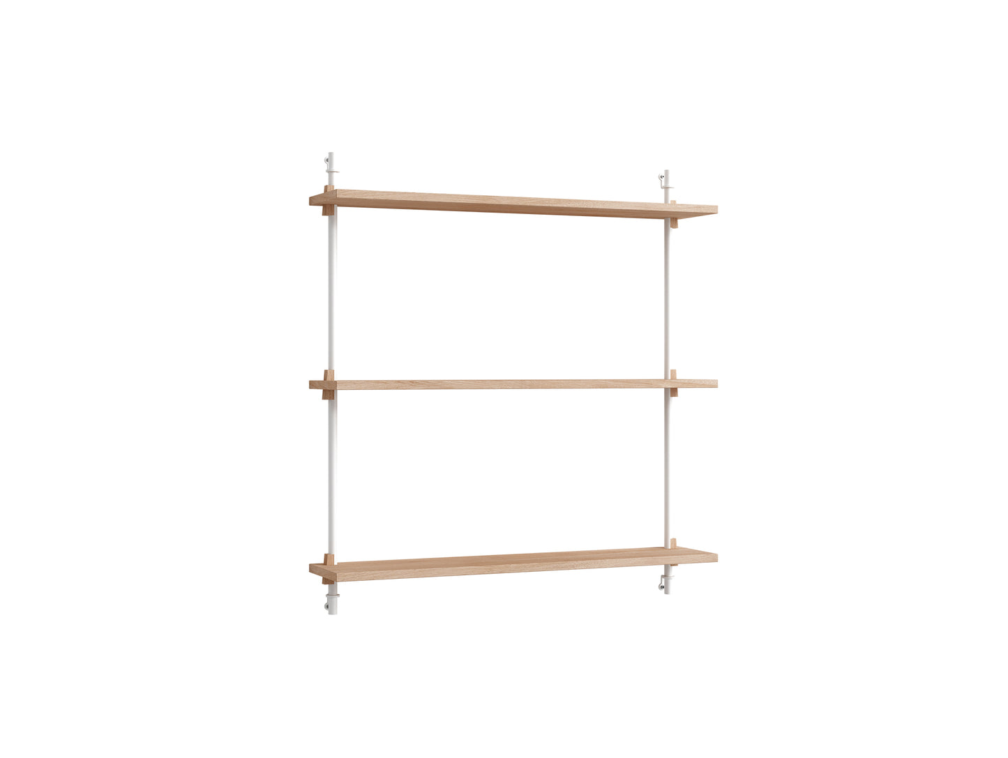 Wall Shelving System Sets (85 cm) by Moebe - WS.85.1 / White Uprights / Oiled Oak