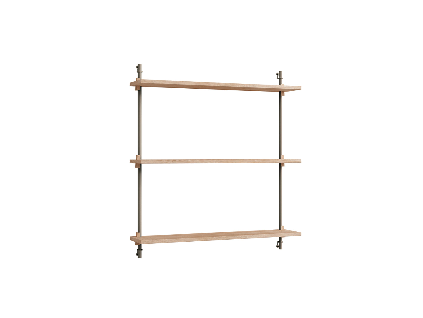 Wall Shelving System Sets (85 cm) by Moebe - WS.85.1 / Warm Grey Uprights / Oiled Oak