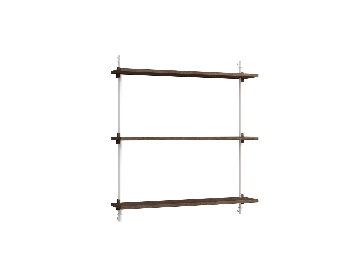 Wall Shelving System Sets (85 cm) by Moebe - WS.85.1 / White Uprights / Smoked Oak