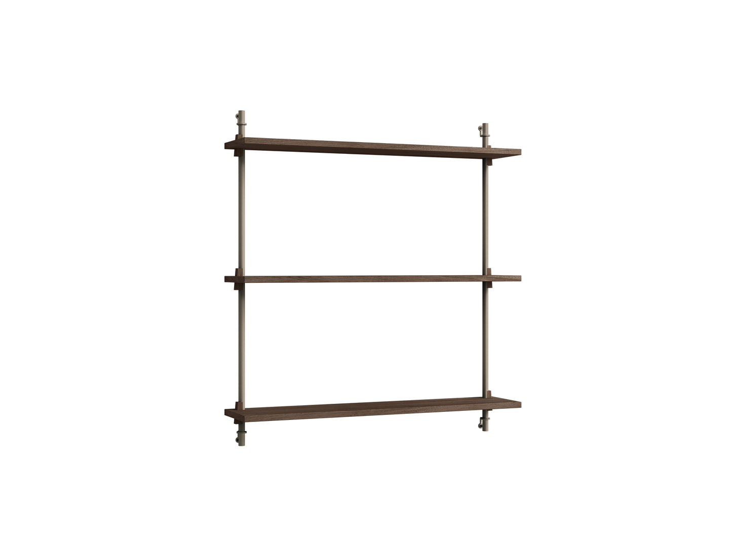 Wall Shelving System Sets (85 cm) by Moebe - WS.85.1 / Warm Grey Uprights / Smoked Oak
