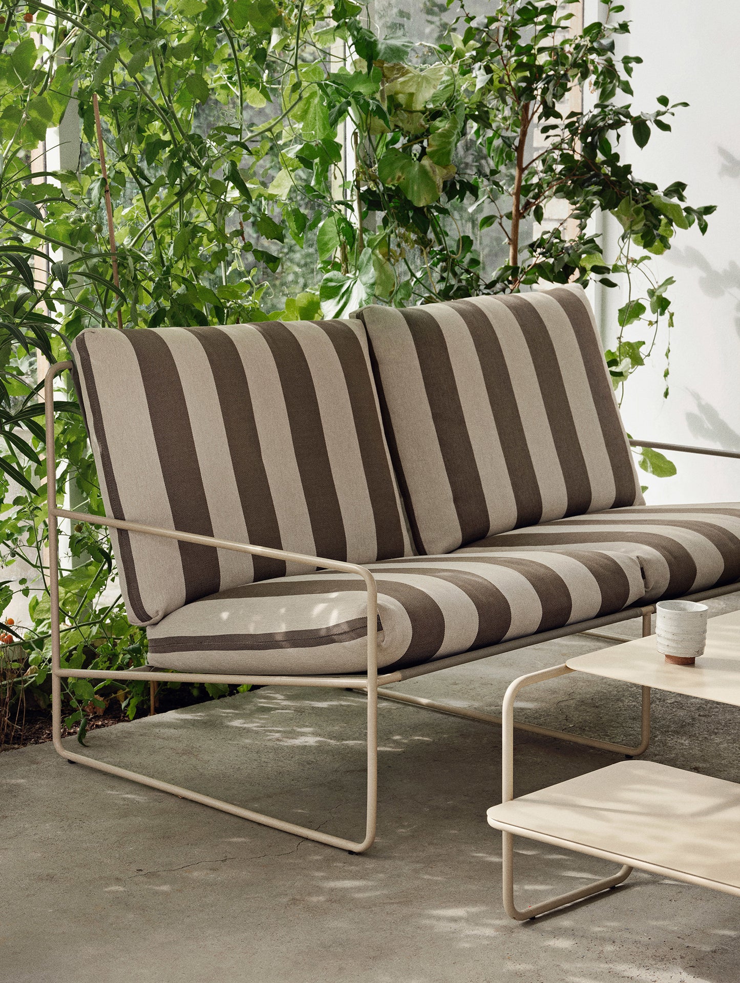 Desert 2-Seater Sofa by Ferm Living - Cashmere Frame / Chocolate Stripe
