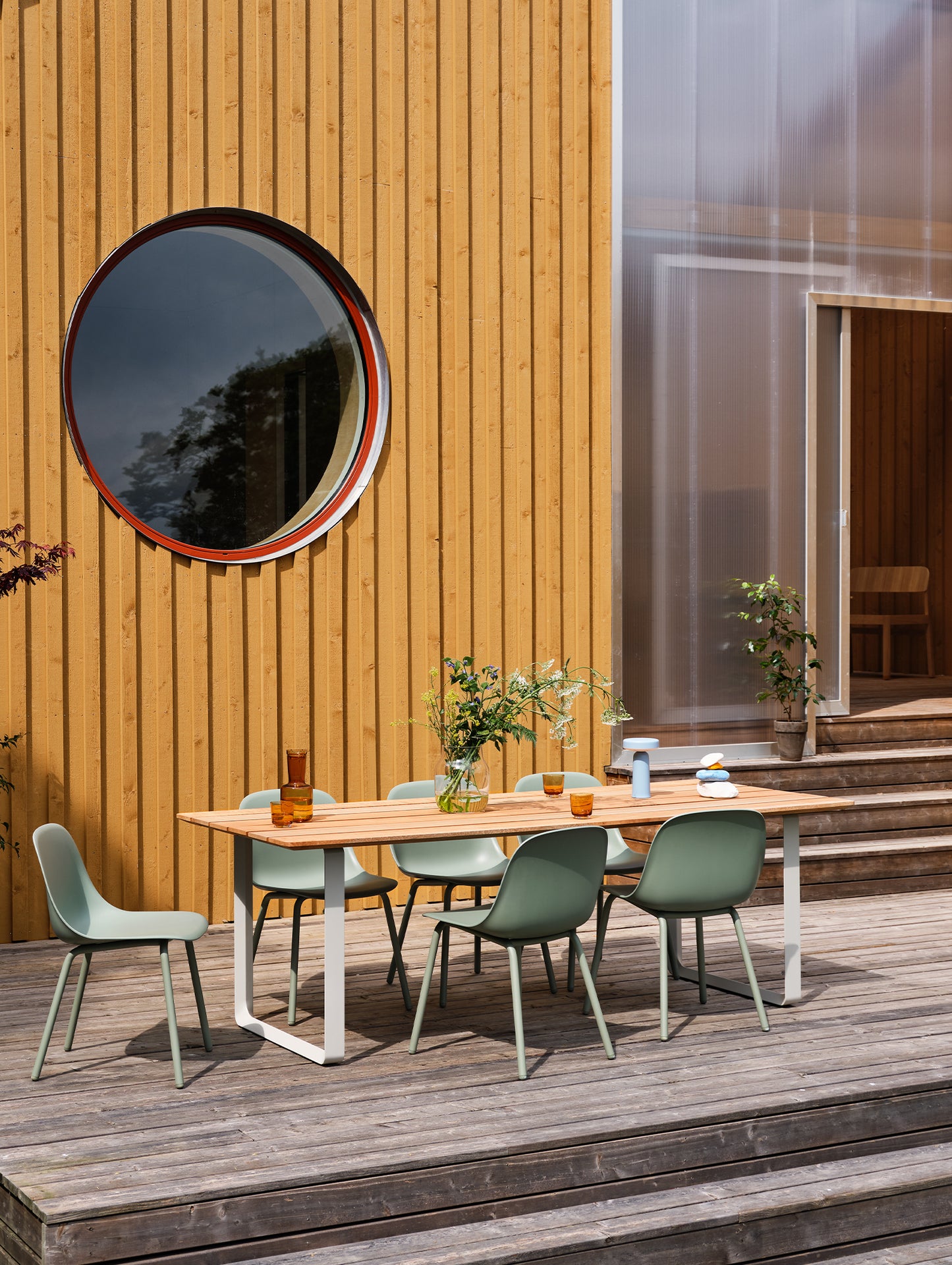 Fiber Outdoor Side Chair by Muuto - Dusty Green