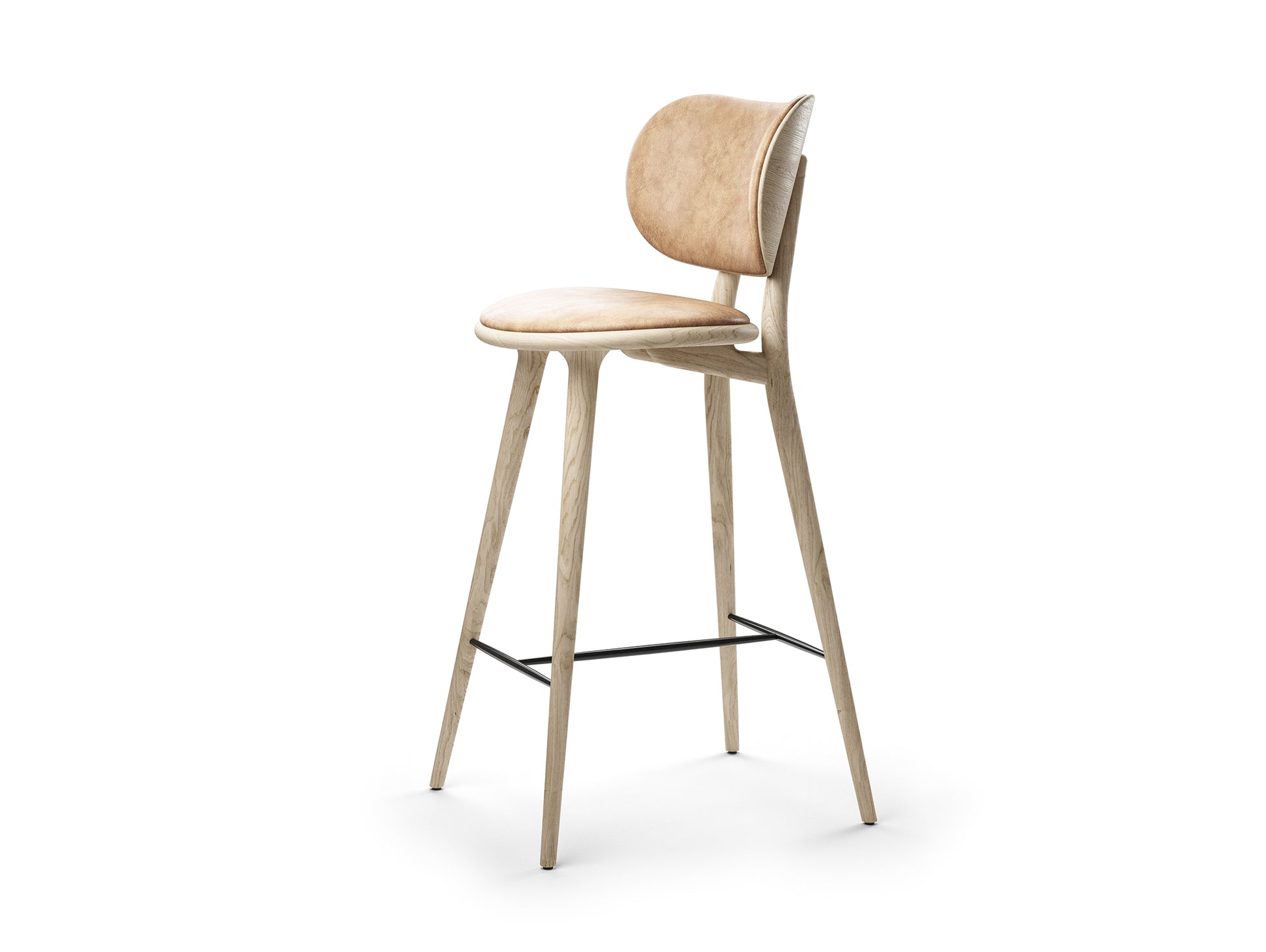 High Stool Backrest by Mater - H 74 cm /  Matt Lacquered Oak