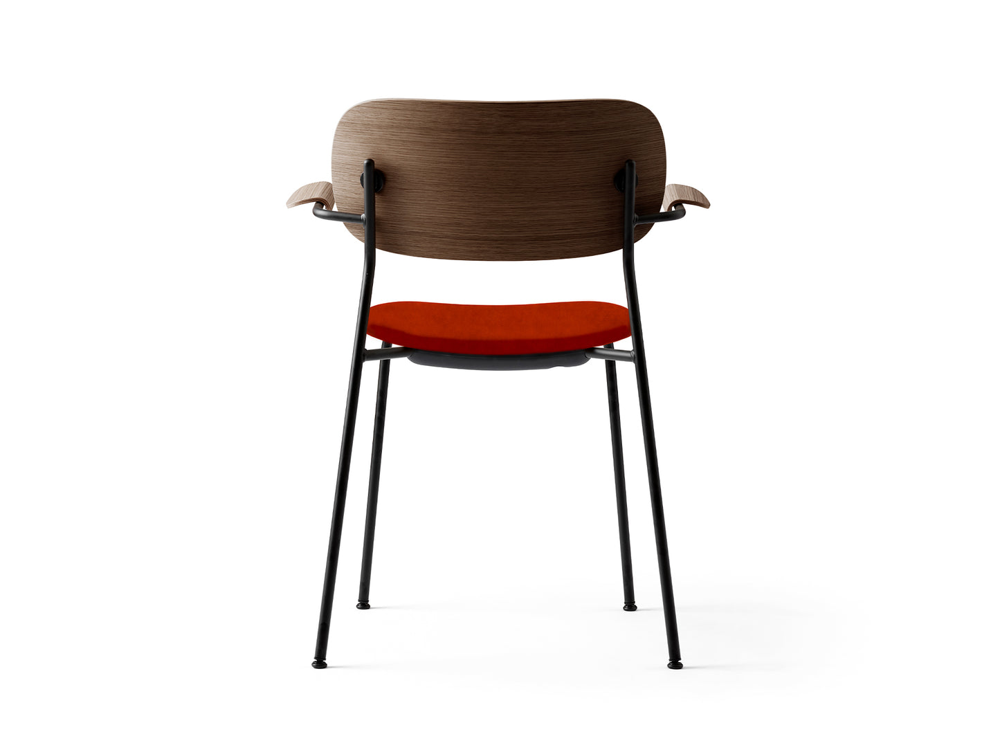 Co Dining Chair Upholstered by Menu - With Armrest / Black Powder Coated Steel / Dark Oak / City Velvet 062